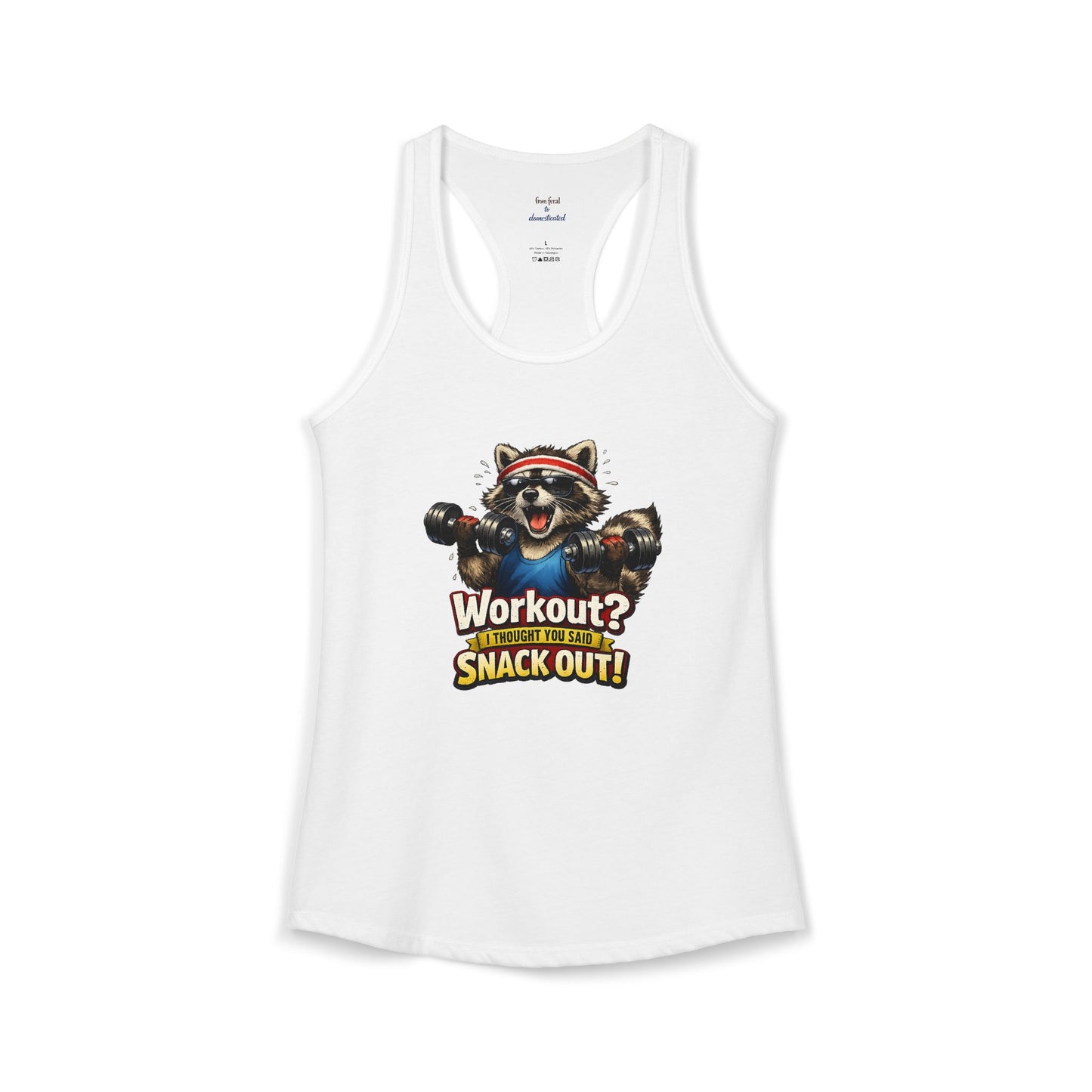 Snack Out Raccoon Racerback Tank