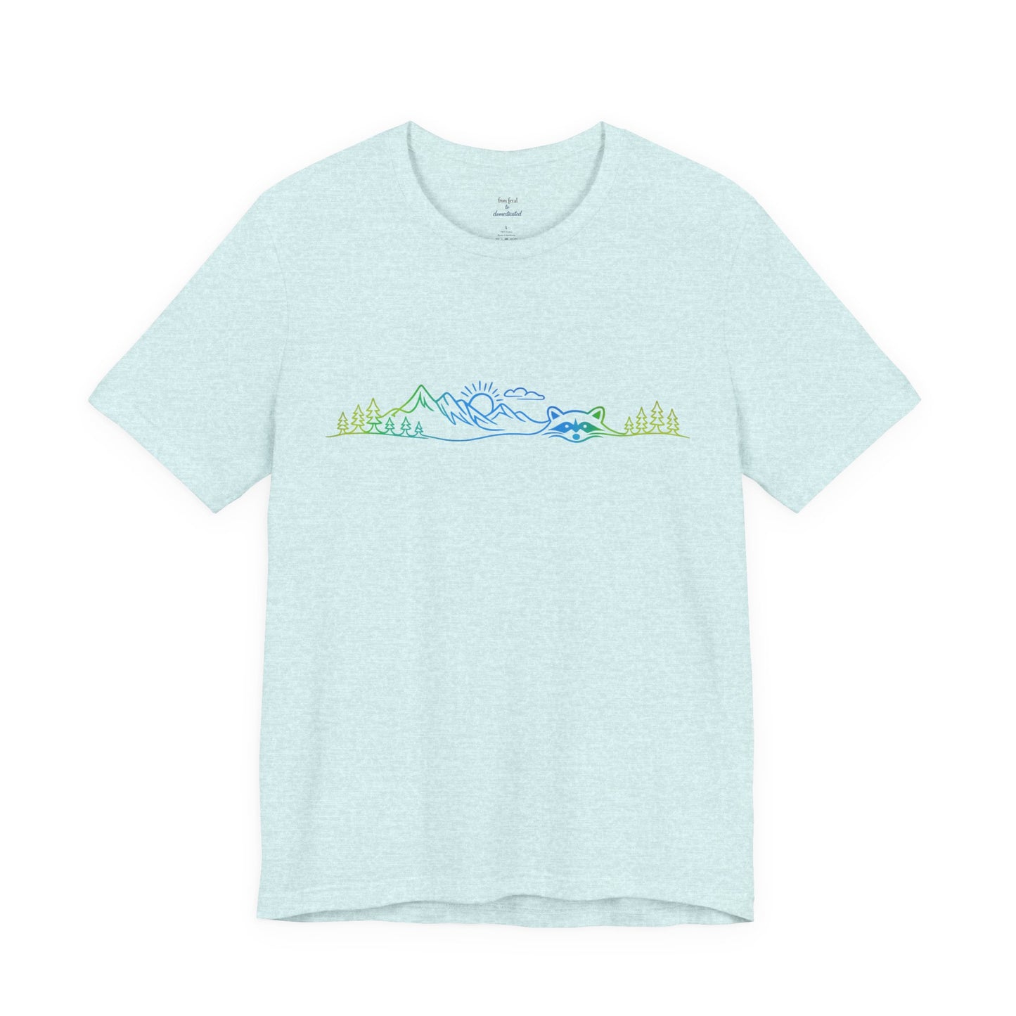 Raccoon Tee — Minimal Line Raccoon Scenic Graphic T-Shirt