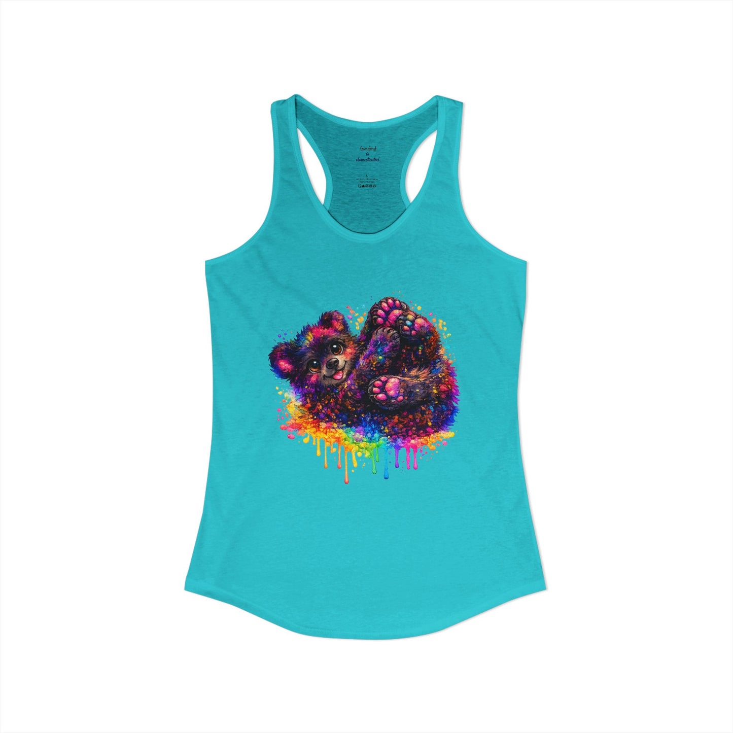 Watercolor Wildlife Bear Cub Racerback Tank