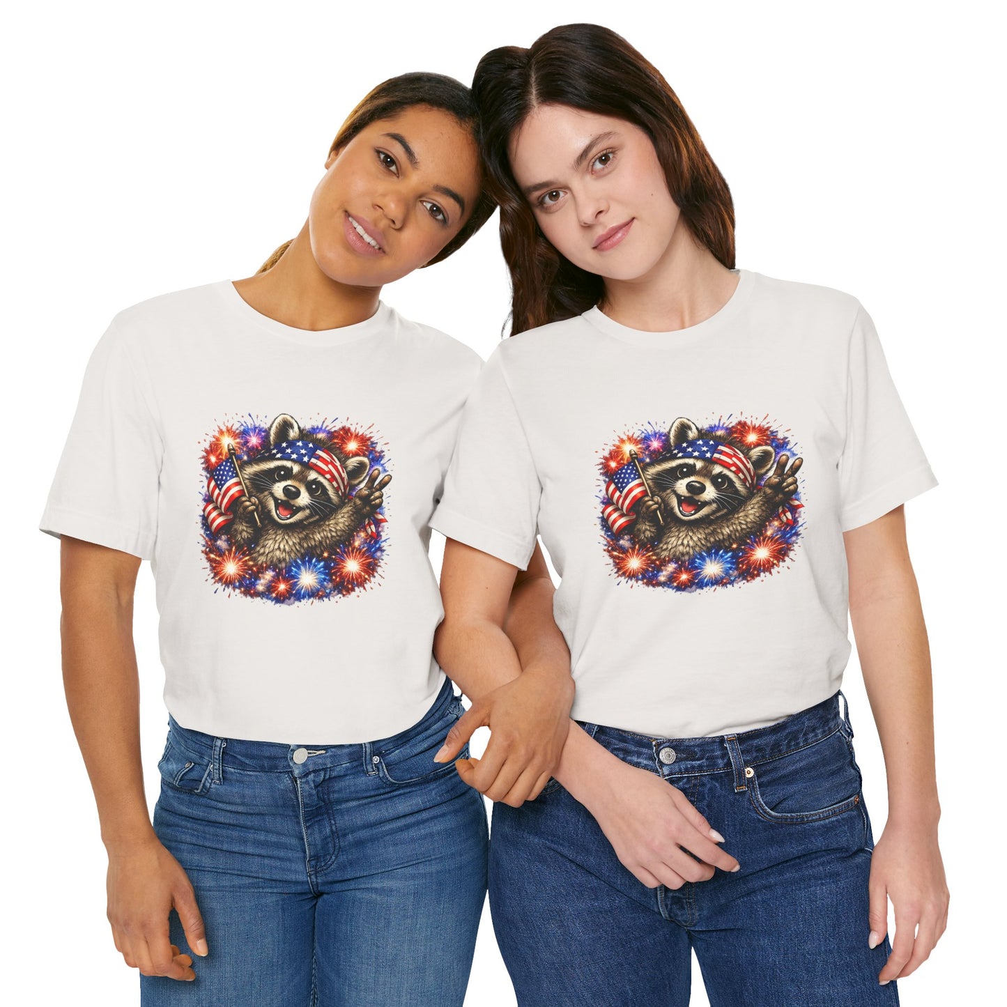 Patriot Raccoon 250th Anniversary T-Shirt — 4th of July Fireworks Flag Tee