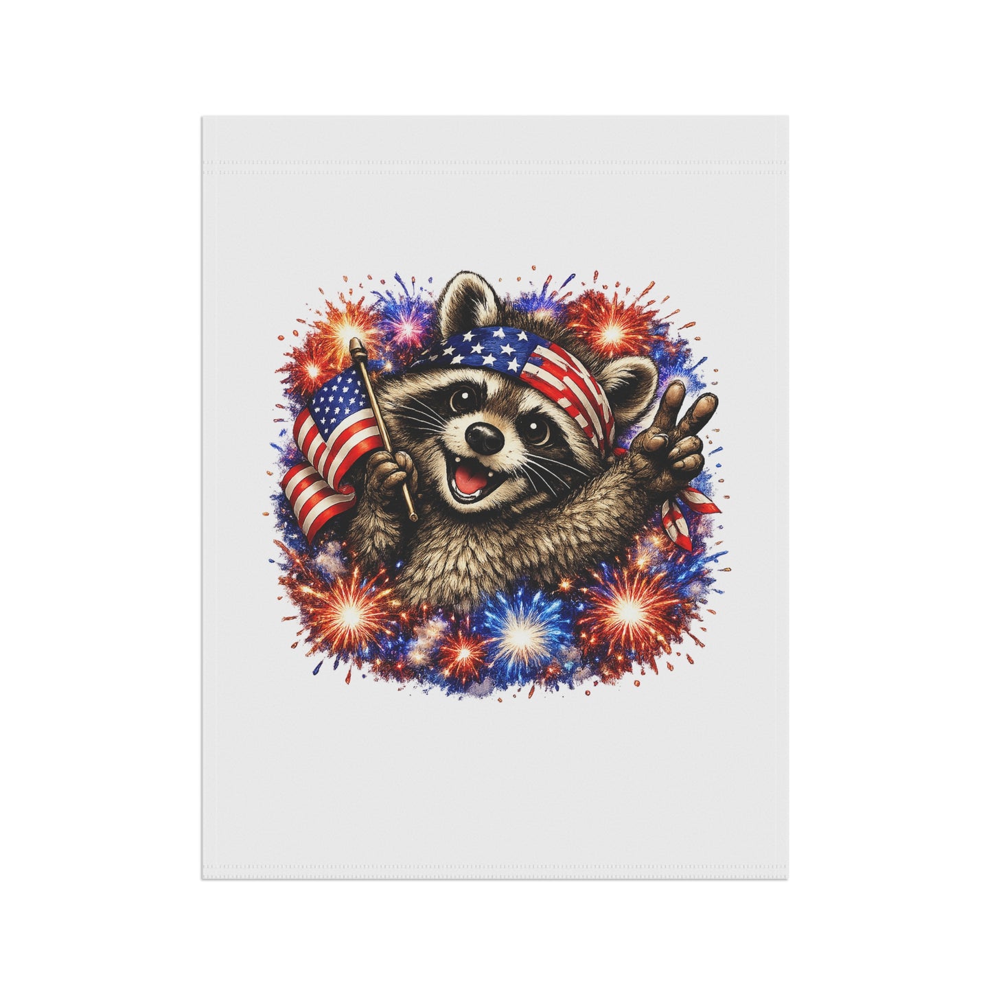 Patriotic Raccoon 250 Garden Flag — 4th of July House Banner