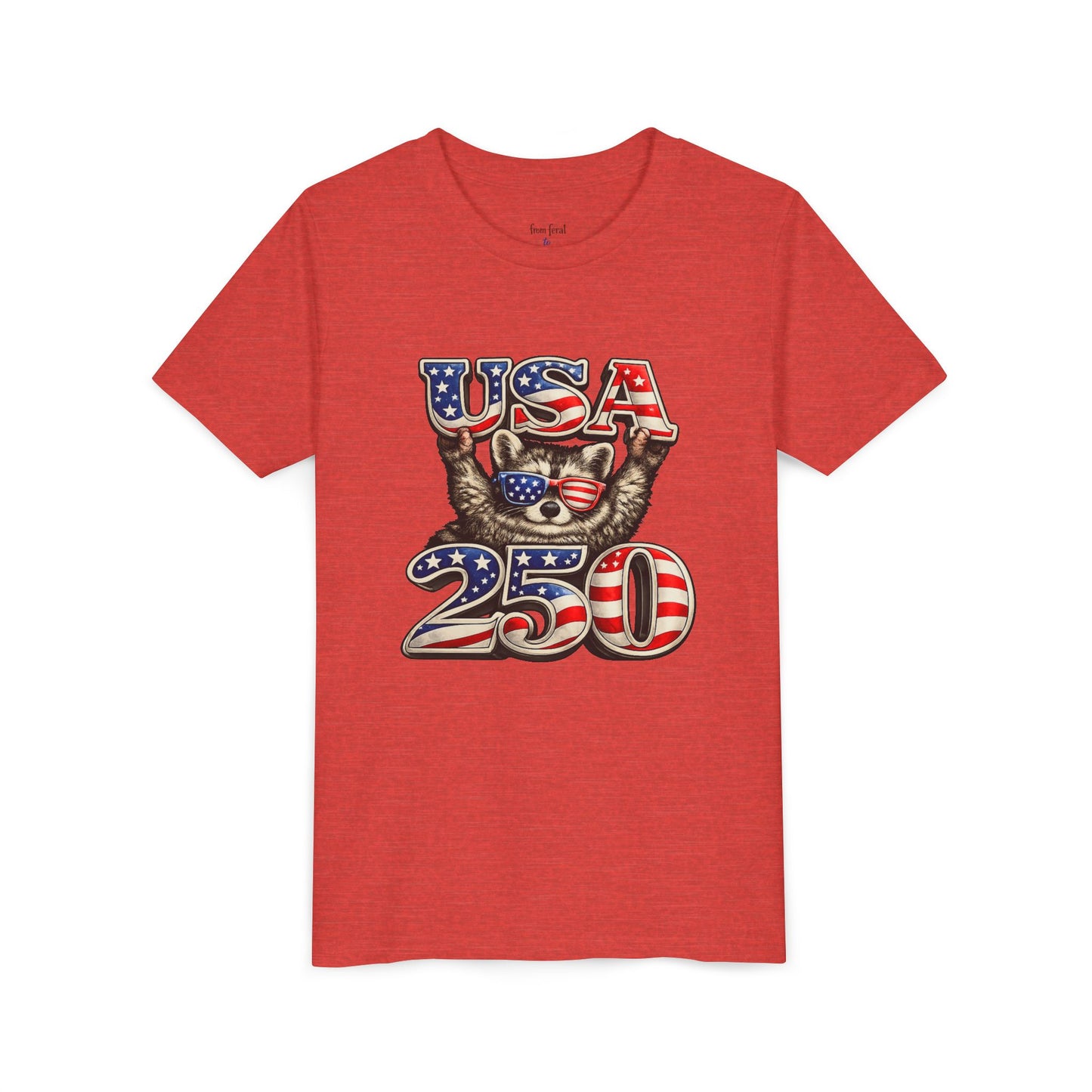 Patriotic Raccoon Youth Tee — Raccoon with USA 250