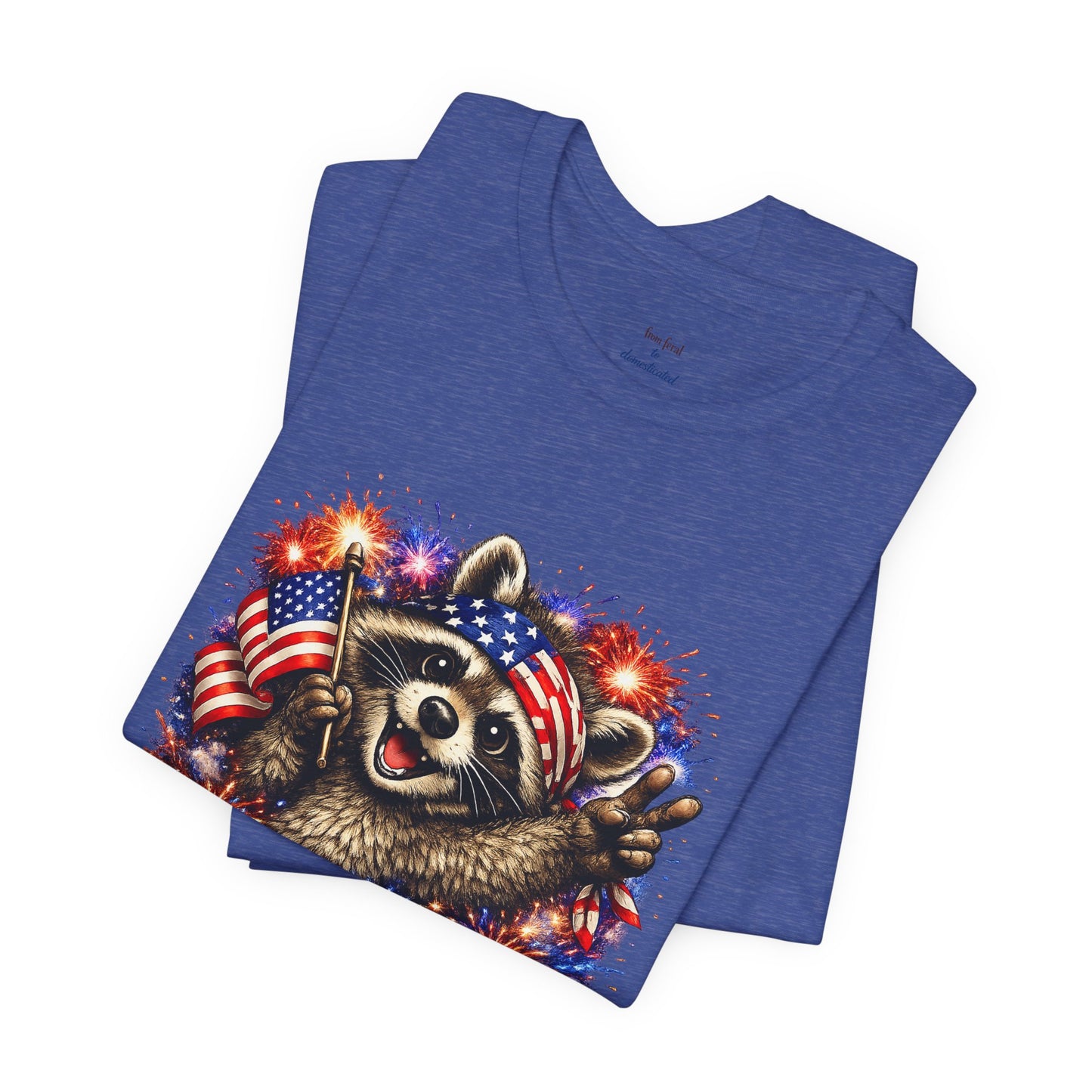 Patriot Raccoon 250th Anniversary T-Shirt — 4th of July Fireworks Flag Tee