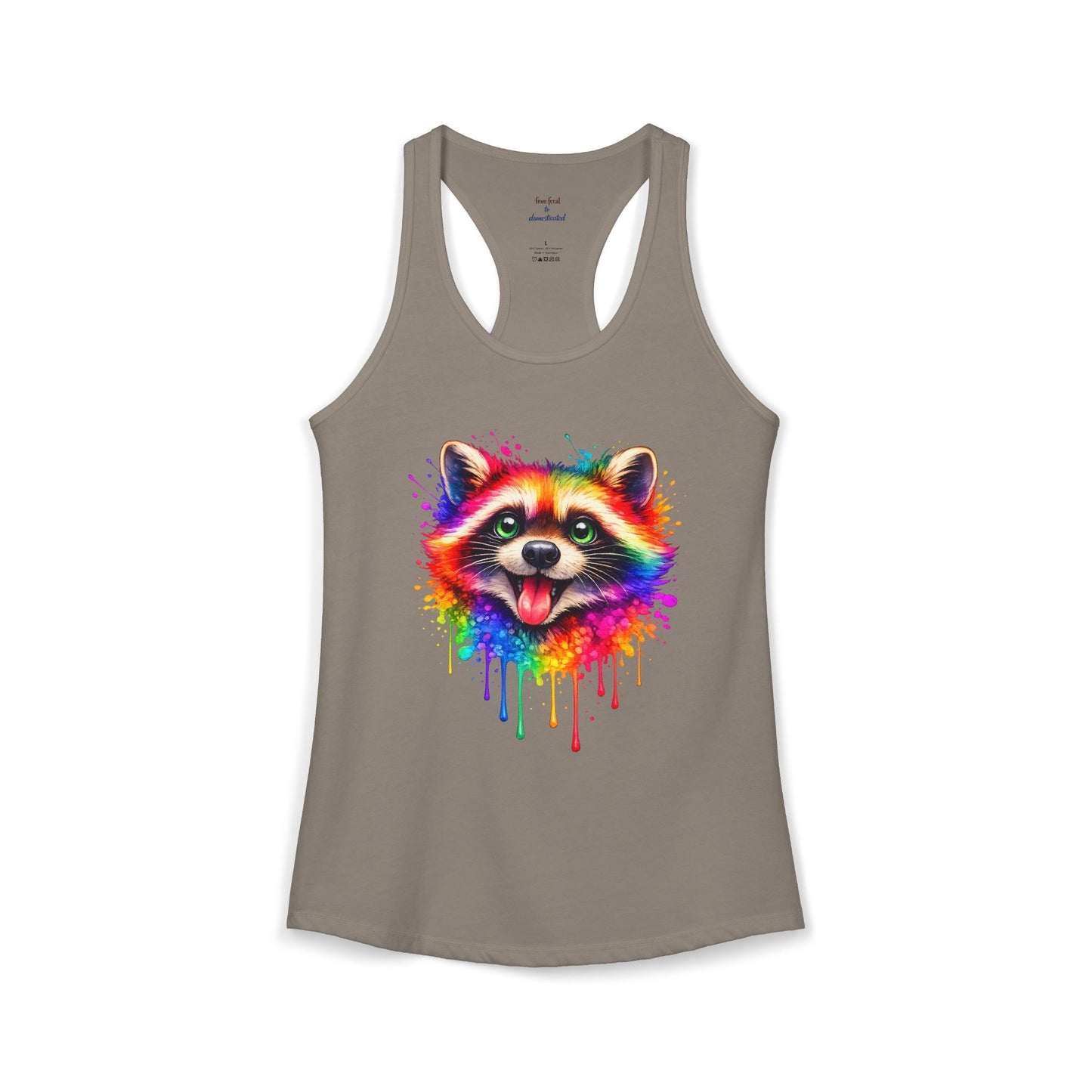 Watercolor Wildlife Raccoon Racerback Tank