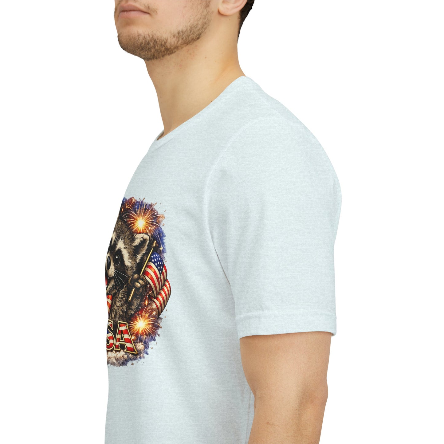 Patriot Raccoon 250th Anniversary T-Shirt — 4th of July Fireworks Flag Tee