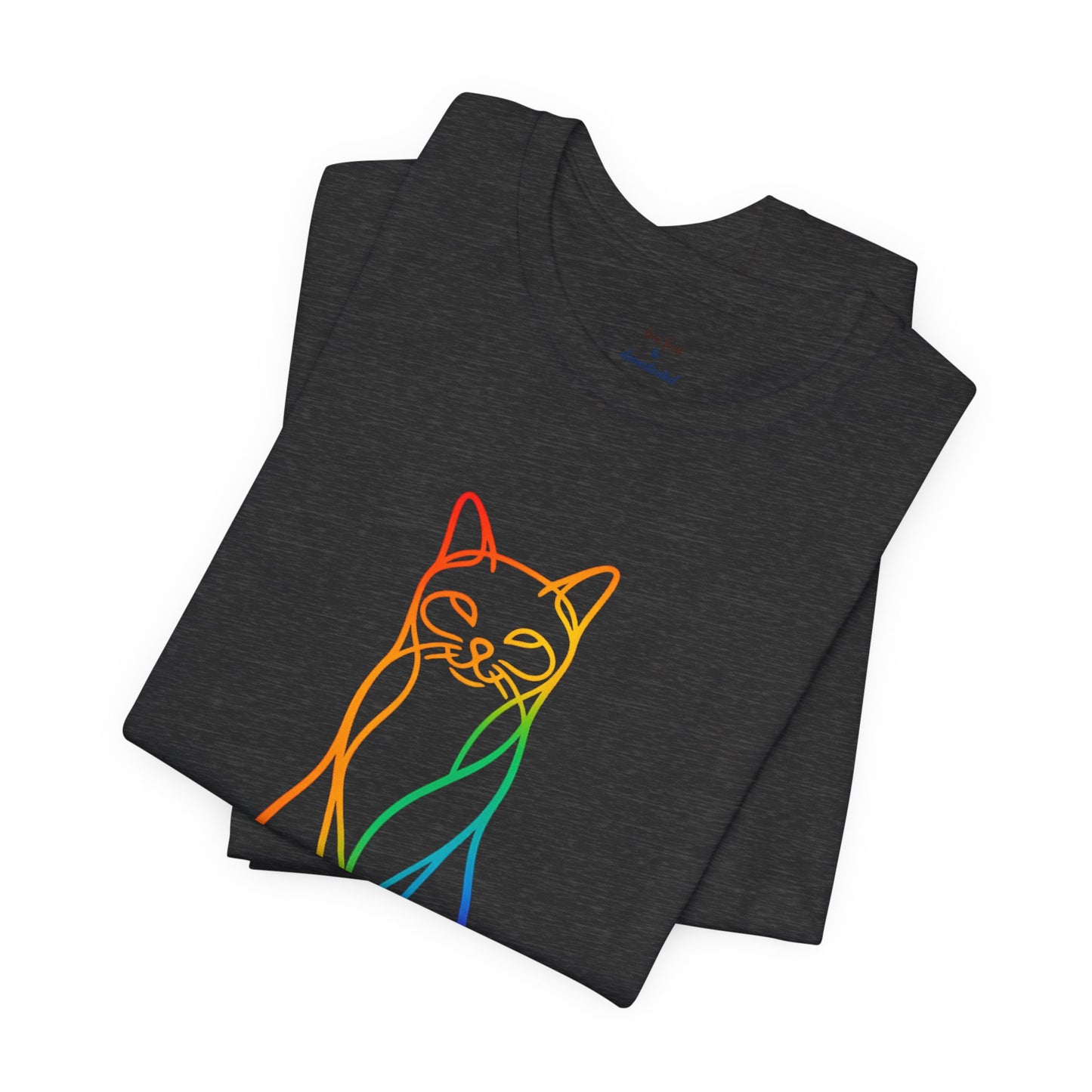 Colorful Line-Work Sitting Cat T-Shirt