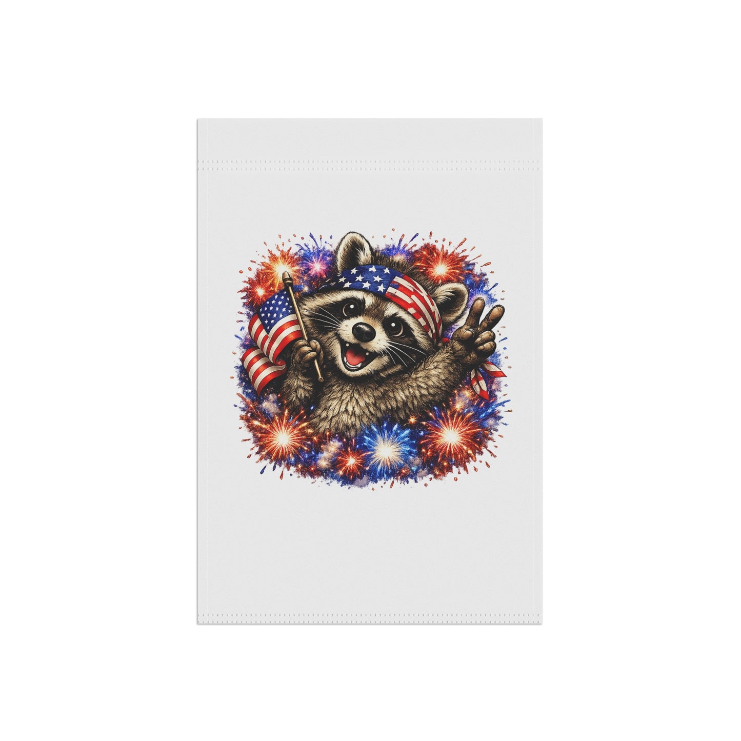 Patriotic Raccoon 250 Garden Flag — 4th of July House Banner