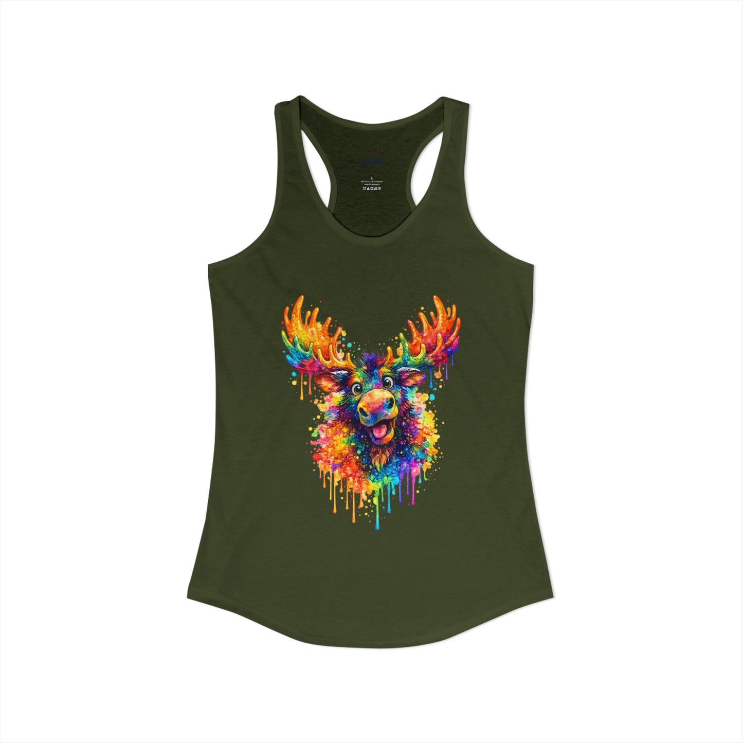 Watercolor Wildlife Moose Racerback Tank