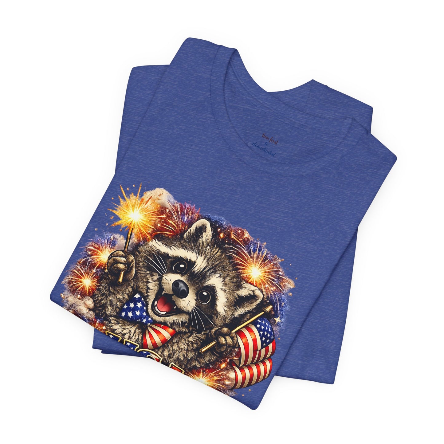 Patriot Raccoon 250th Anniversary T-Shirt — 4th of July Fireworks Flag Tee