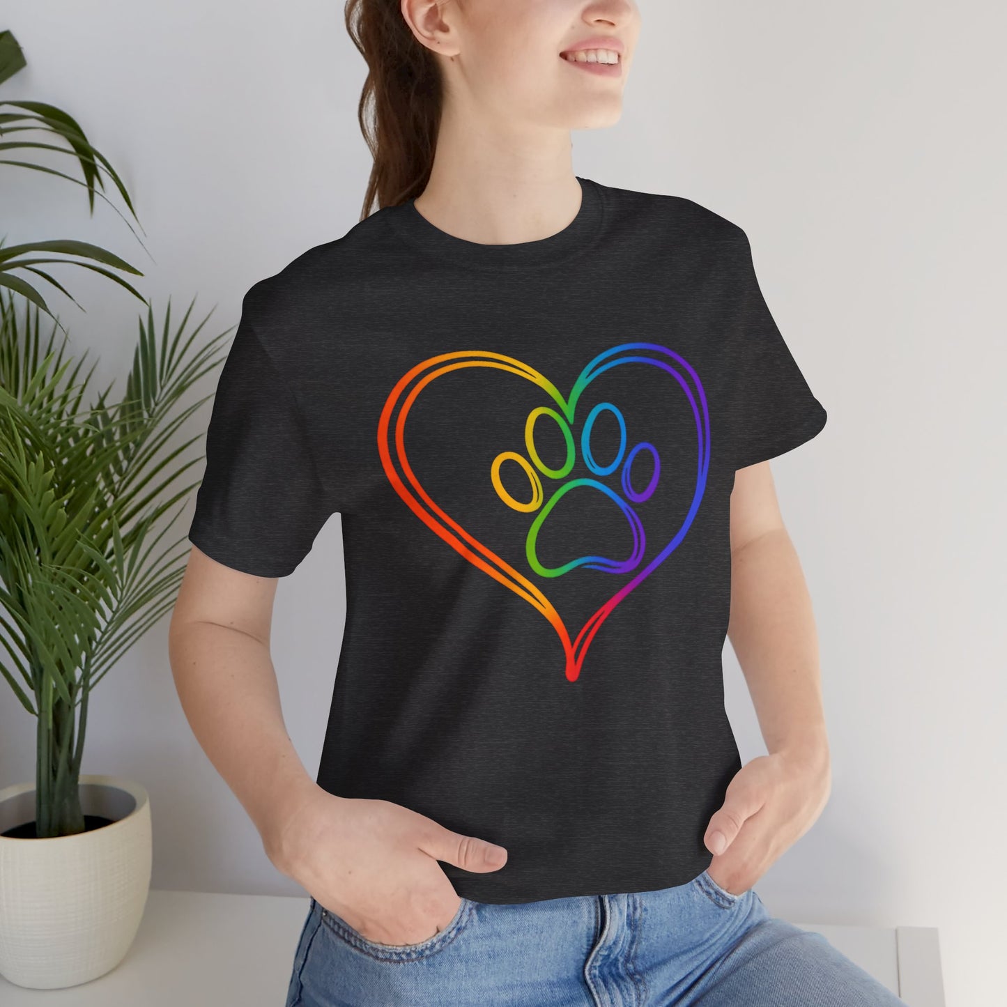 Heart/Paw Colorful Line-Work T-Shirt