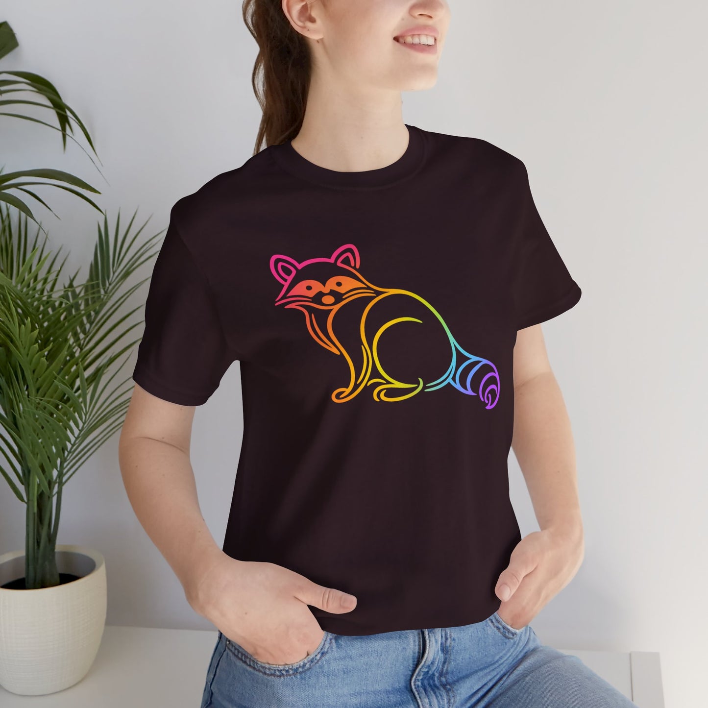 Rascal Raccoon Tee — Minimal Line Raccoon Scenic Graphic T-Shirt