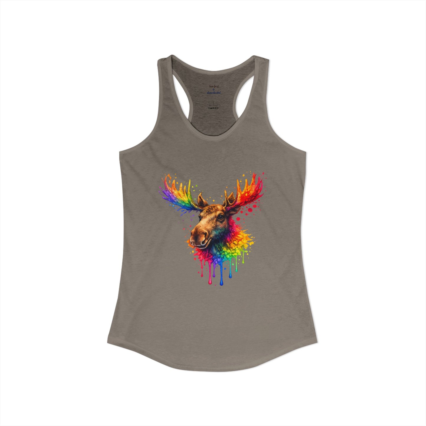 Watercolor Wildlife Moose Racerback Tank