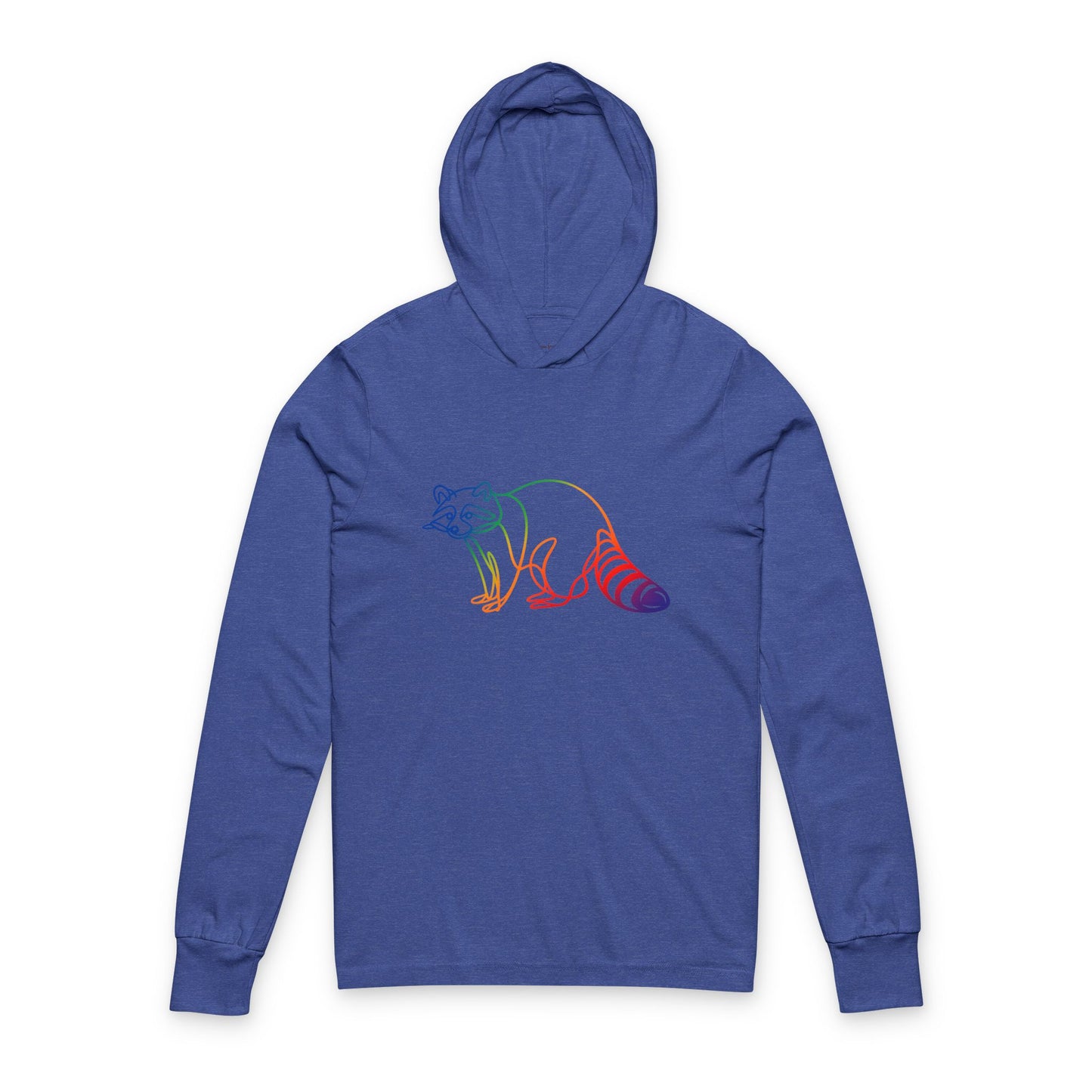 Continuous Line Art | Colorful Raccoon Hooded Long Sleeve Tee