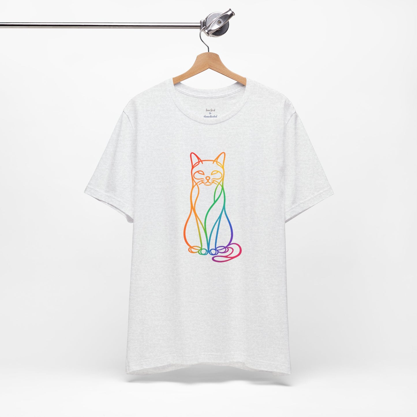 Colorful Line-Work Sitting Cat T-Shirt