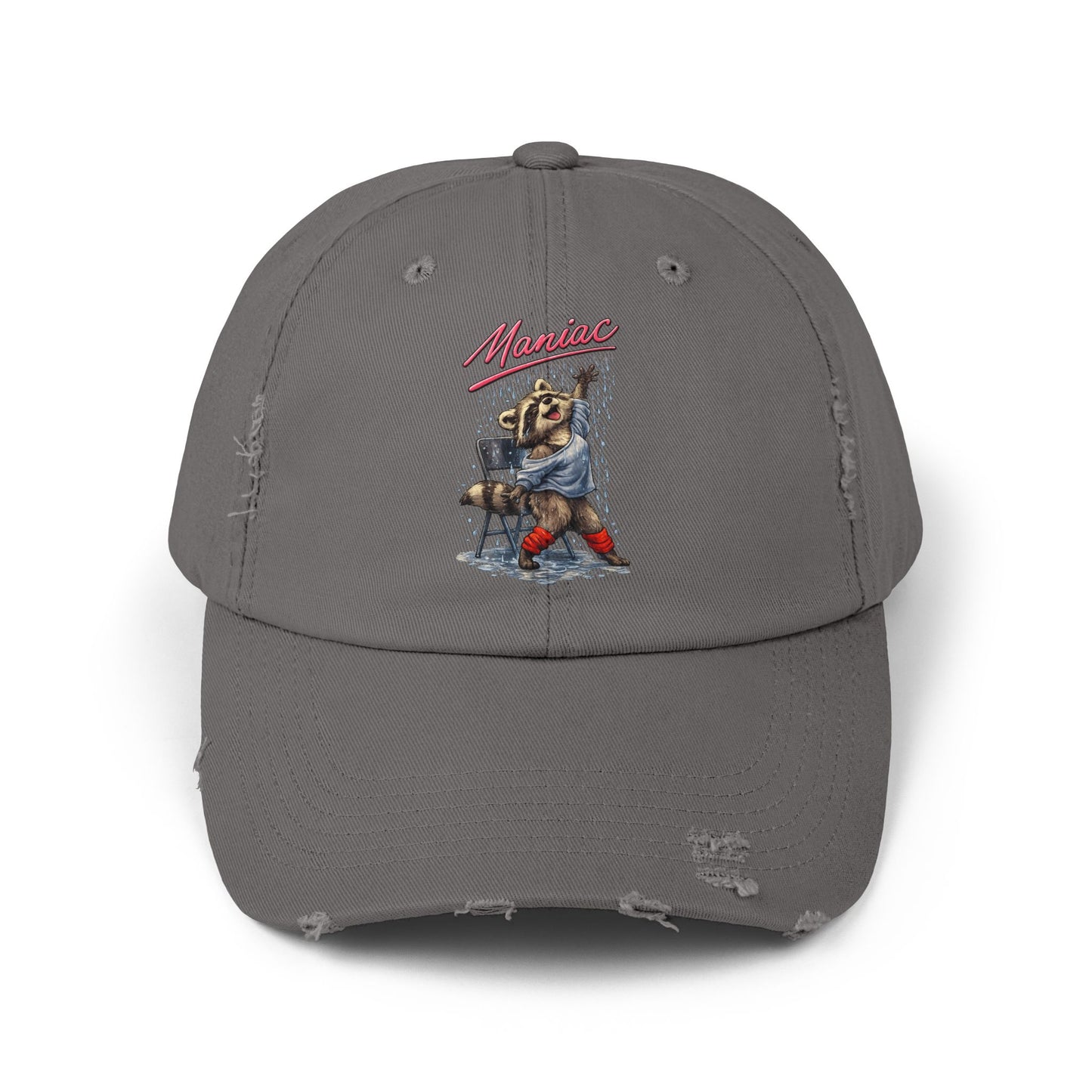 Maniac Distressed Cap — Raccoon Mom/Dad Funny Dad Hat