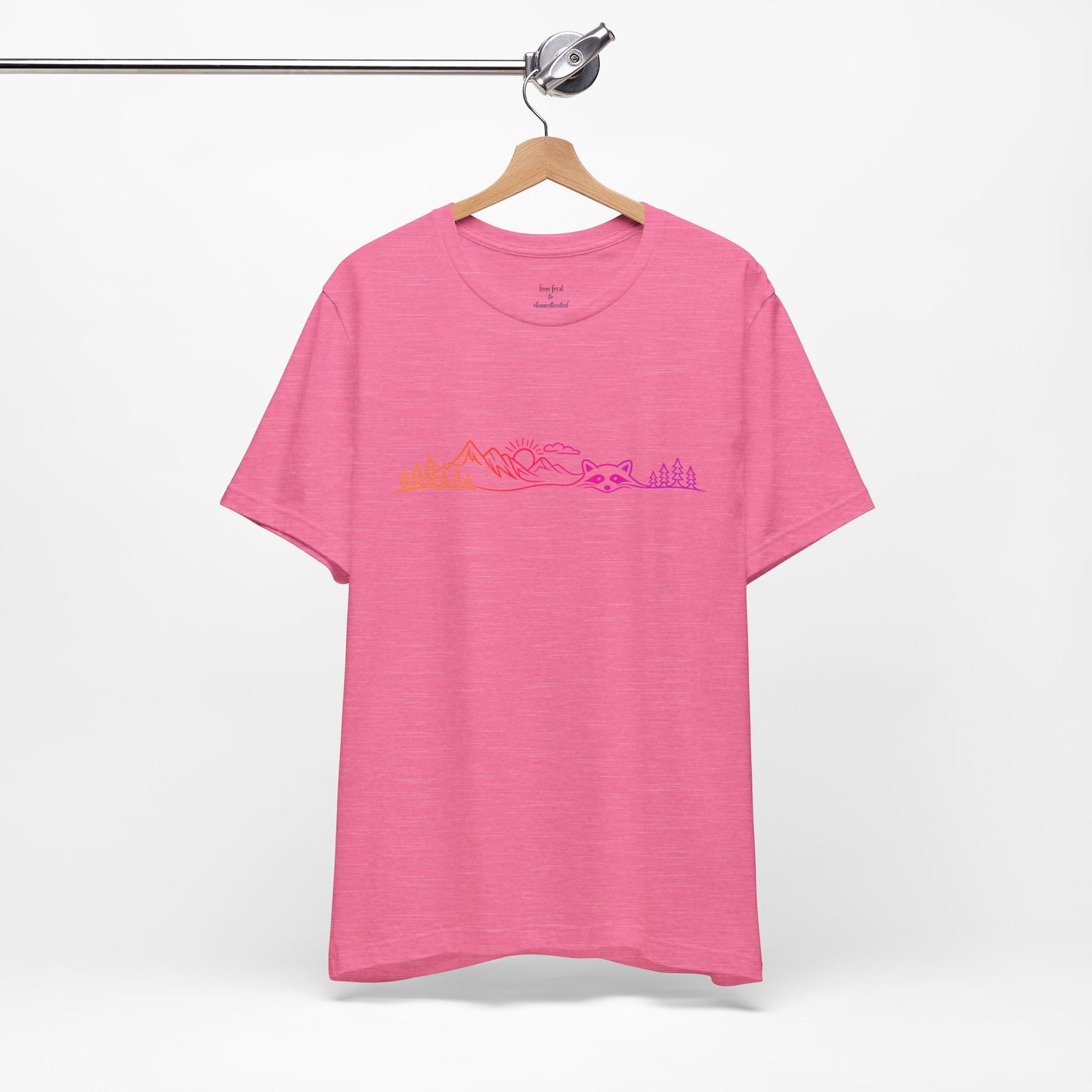 Raccoon Tee — Minimal Line Raccoon Scenic Graphic T-Shirt