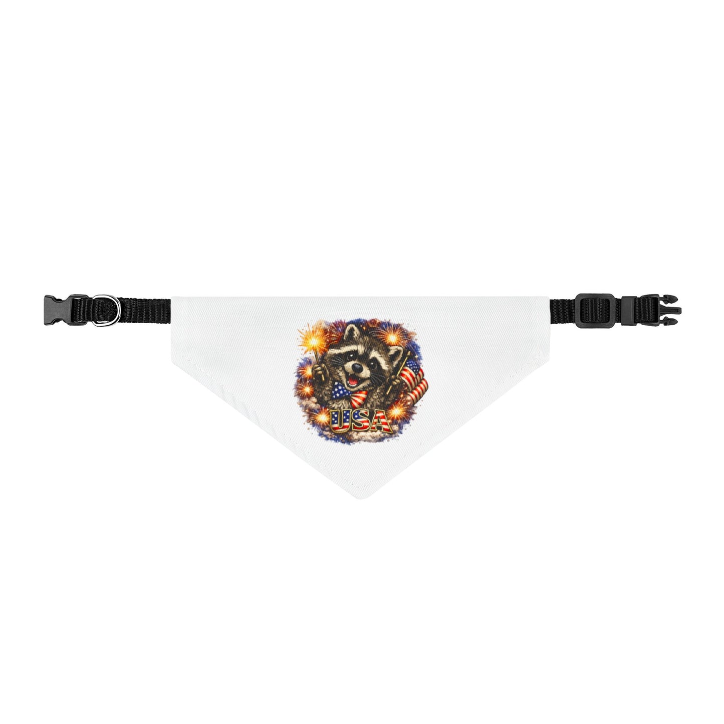 Patriotic Raccoon Clip-On Pet Bandana — Adorable 4th of July Dog & Cat Accessory