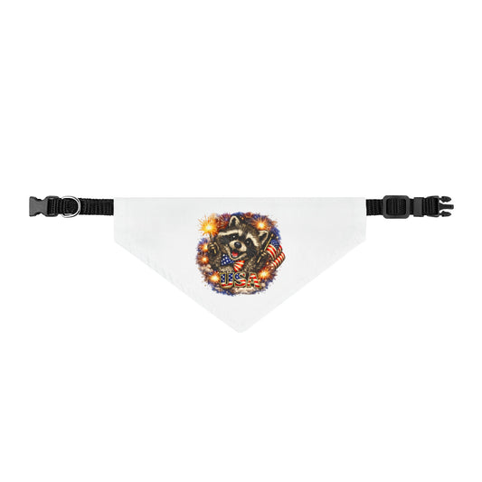 Patriotic Raccoon Clip-On Pet Bandana — Adorable 4th of July Dog & Cat Accessory