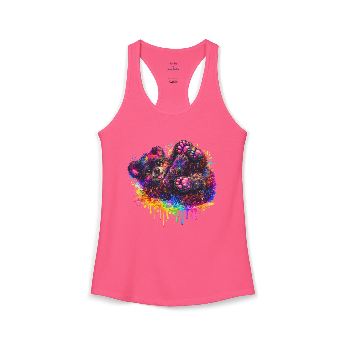 Watercolor Wildlife Bear Cub Racerback Tank
