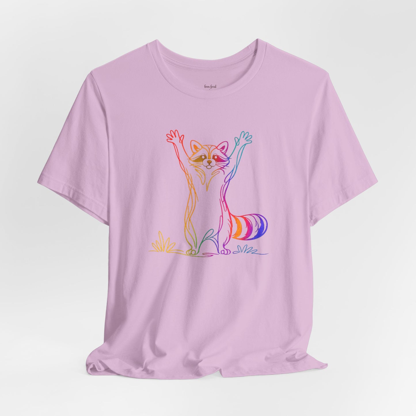 Raccoon Tee — Minimal Line Raccoon Scenic Graphic T-Shirt