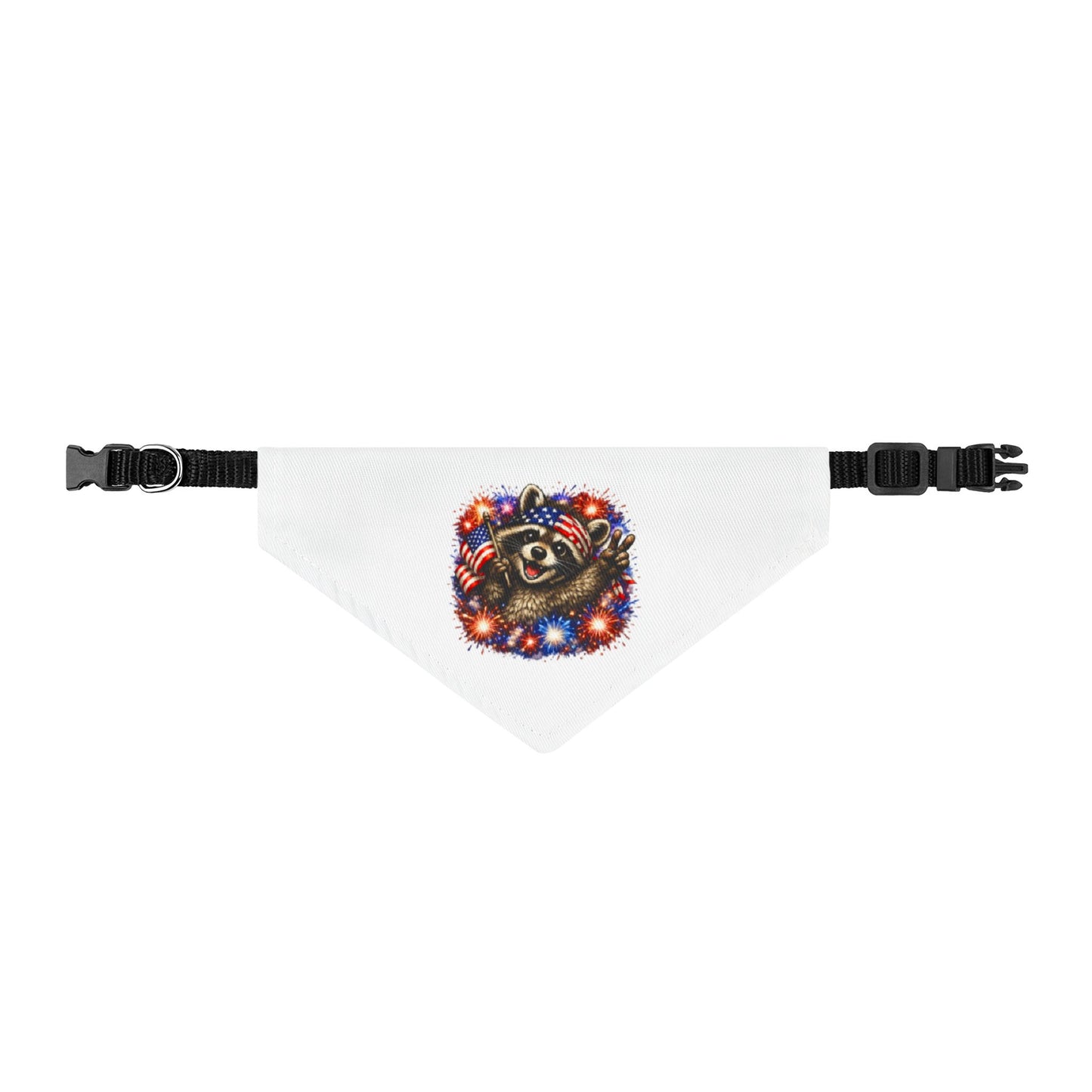 Patriotic Raccoon Clip-On Pet Bandana — Adorable 4th of July Dog & Cat Accessory