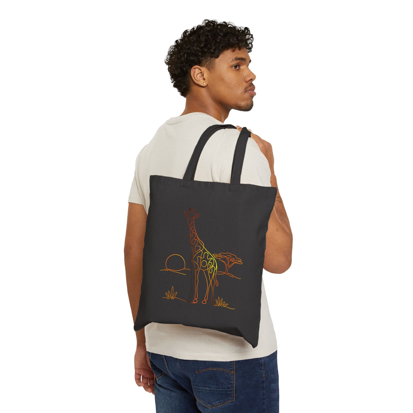 Giraffe Safari Sketch Cotton Tote — Eco Canvas Bag