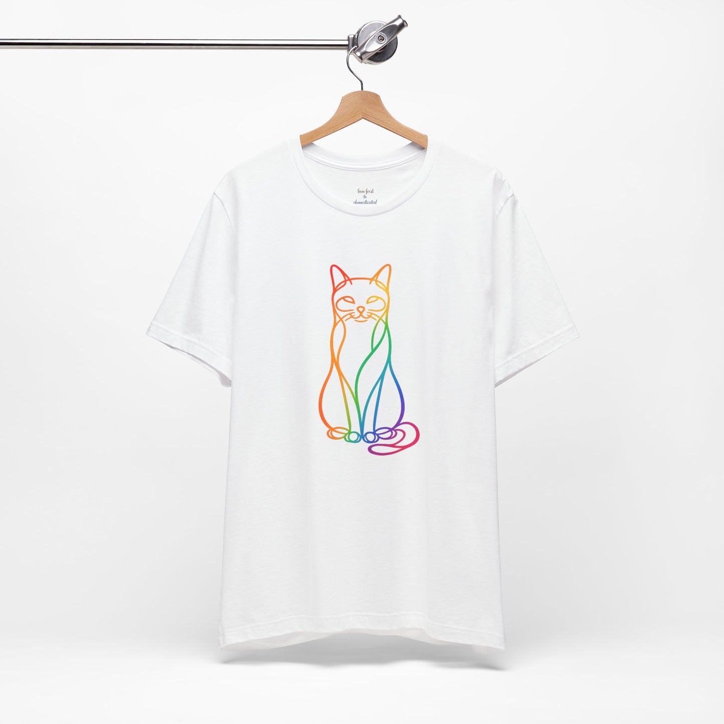 Colorful Line-Work Sitting Cat T-Shirt