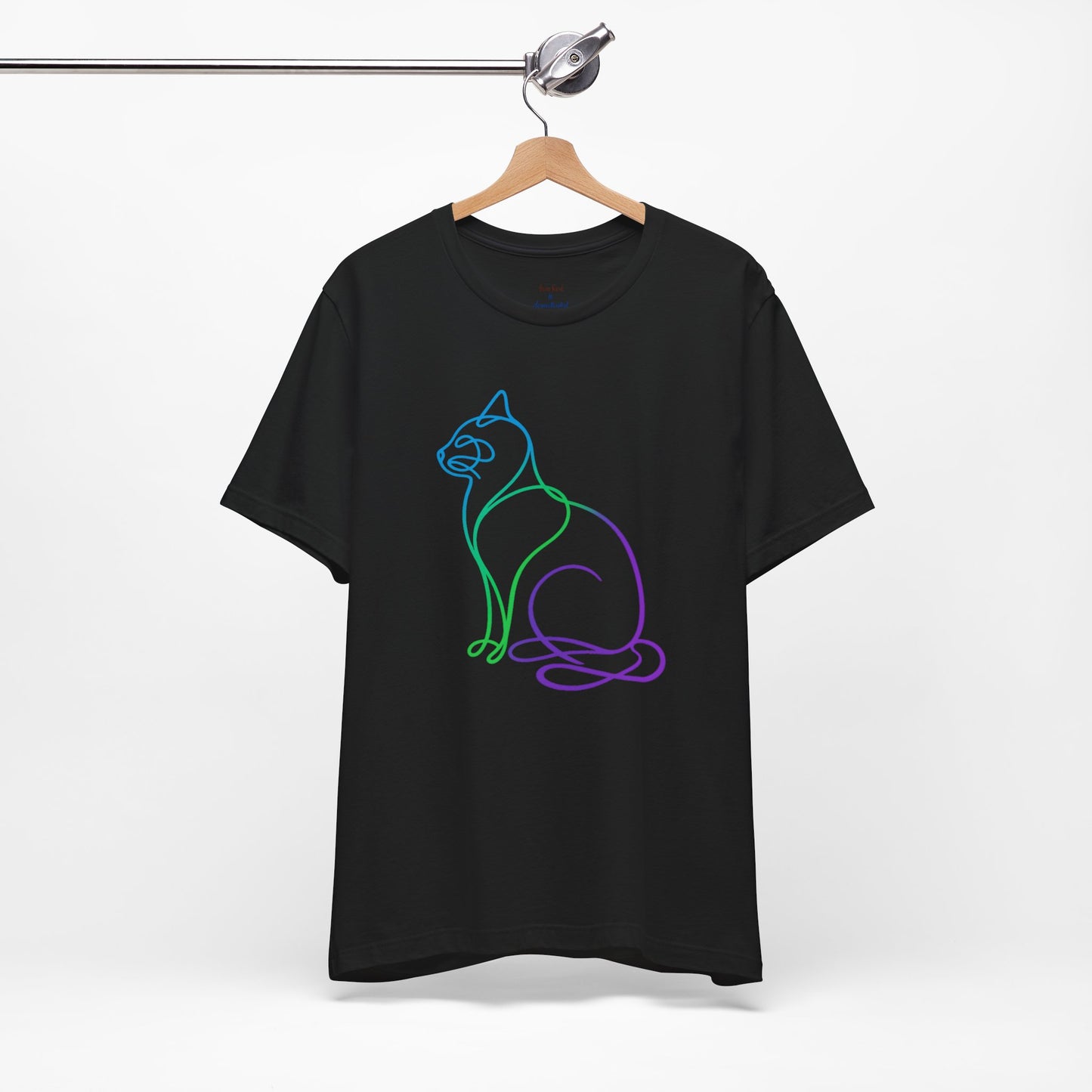 Colorful Line | Work Sitting Cat T-Shirt