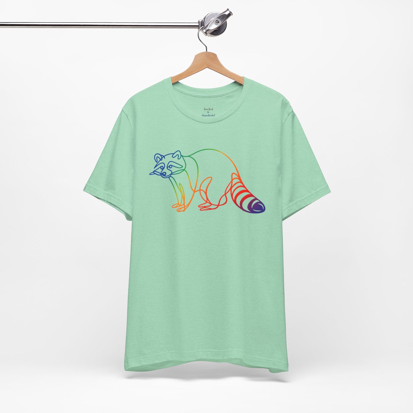 Raccoon Tee — Minimal Line Raccoon Scenic Graphic T-Shirt