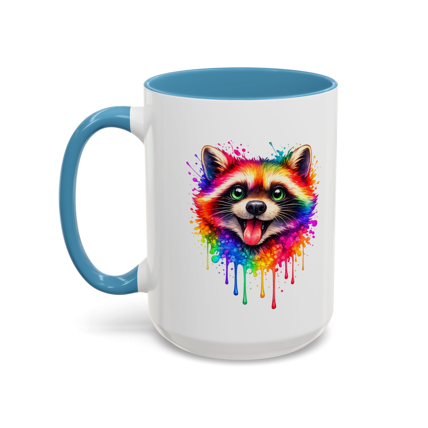 Cheerful Watercolor Raccoon Accent Coffee Mug