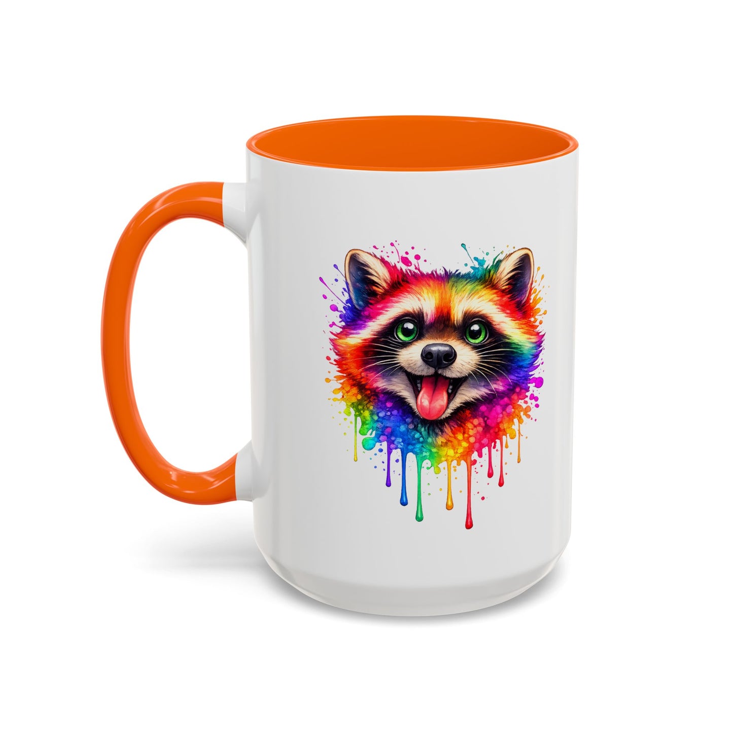 Cheerful Watercolor Raccoon Accent Coffee Mug