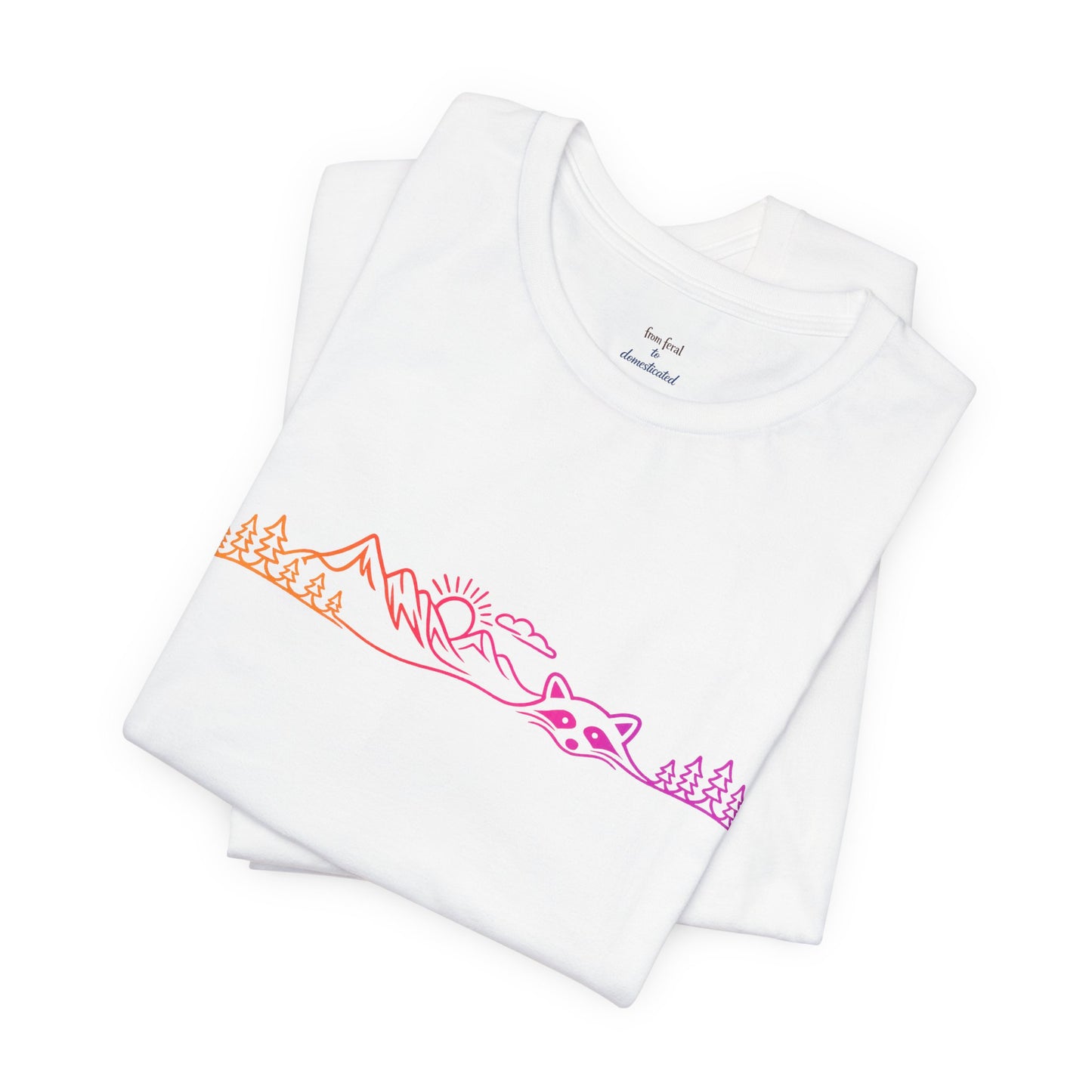 Raccoon Tee — Minimal Line Raccoon Scenic Graphic T-Shirt