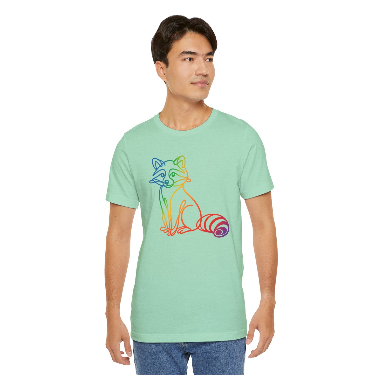 Raccoon Tee — Minimal Line Raccoon Scenic Graphic T-Shirt