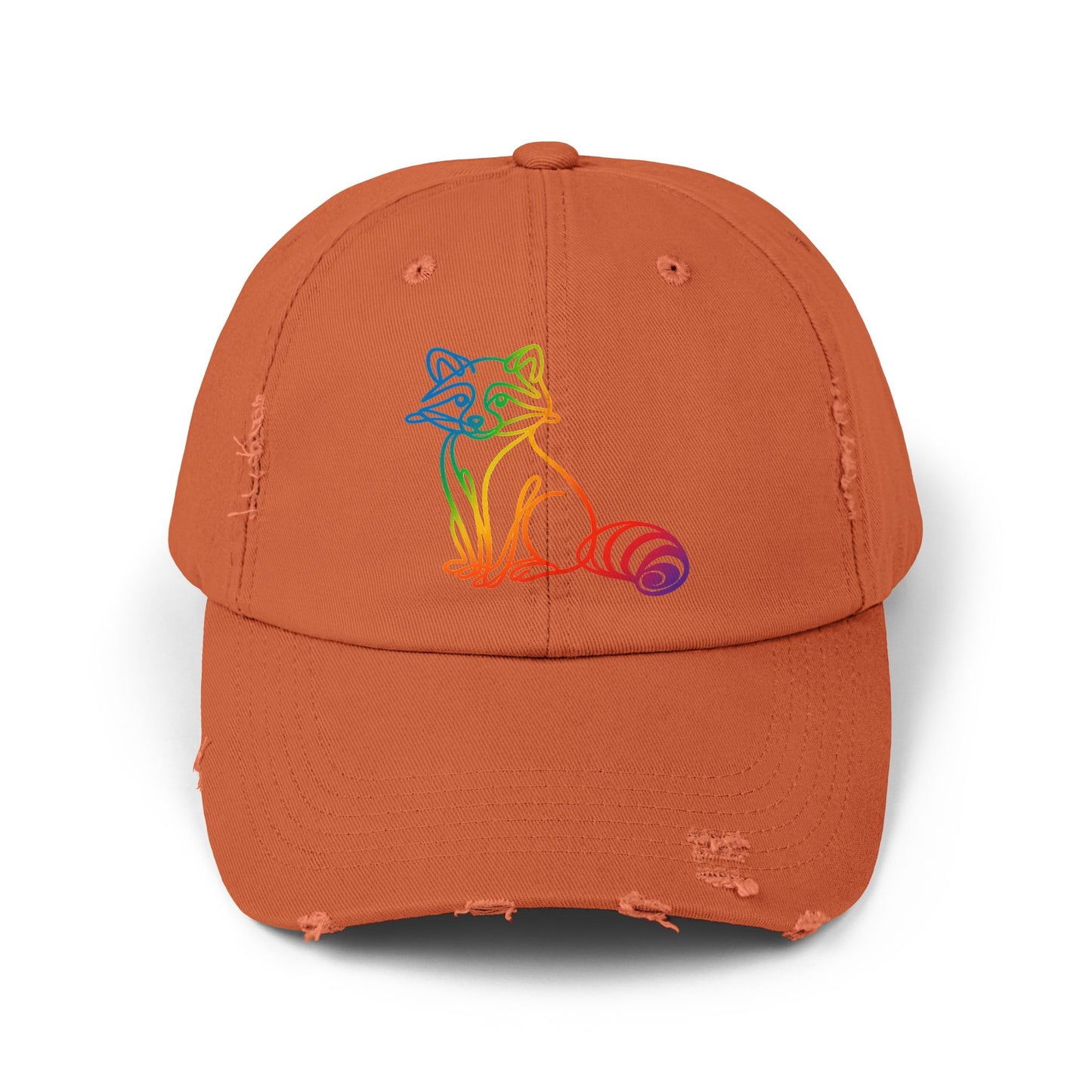 Sitting Rainbow Raccoon | Distressed Cap —  Funny Truth Hat