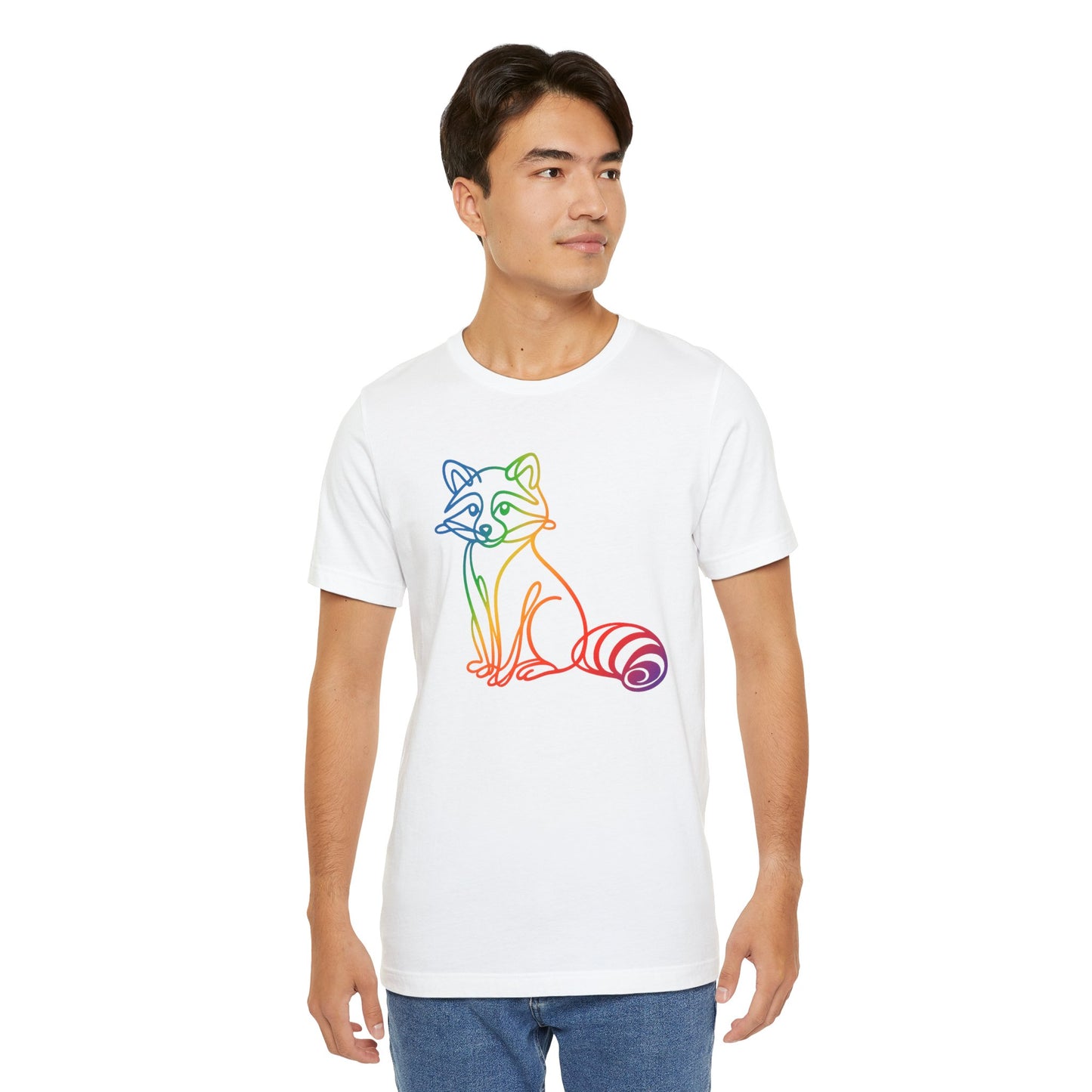 Raccoon Tee — Minimal Line Raccoon Scenic Graphic T-Shirt