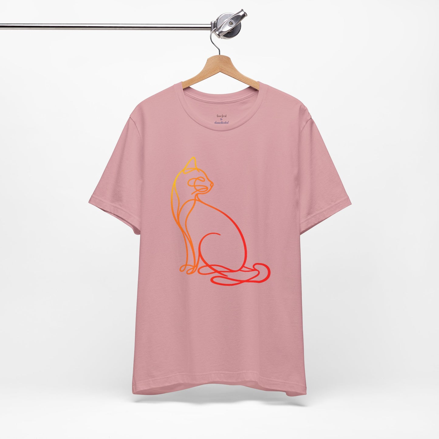 Colorful Line-Work Sitting Cat T-Shirt