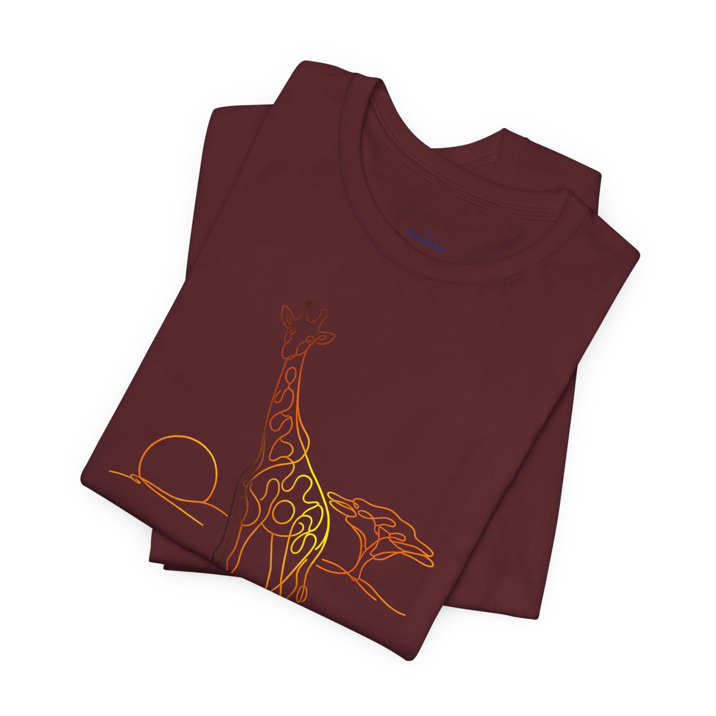Giraffe Sunset Tee — Minimal Line Art Safari T-Shirt