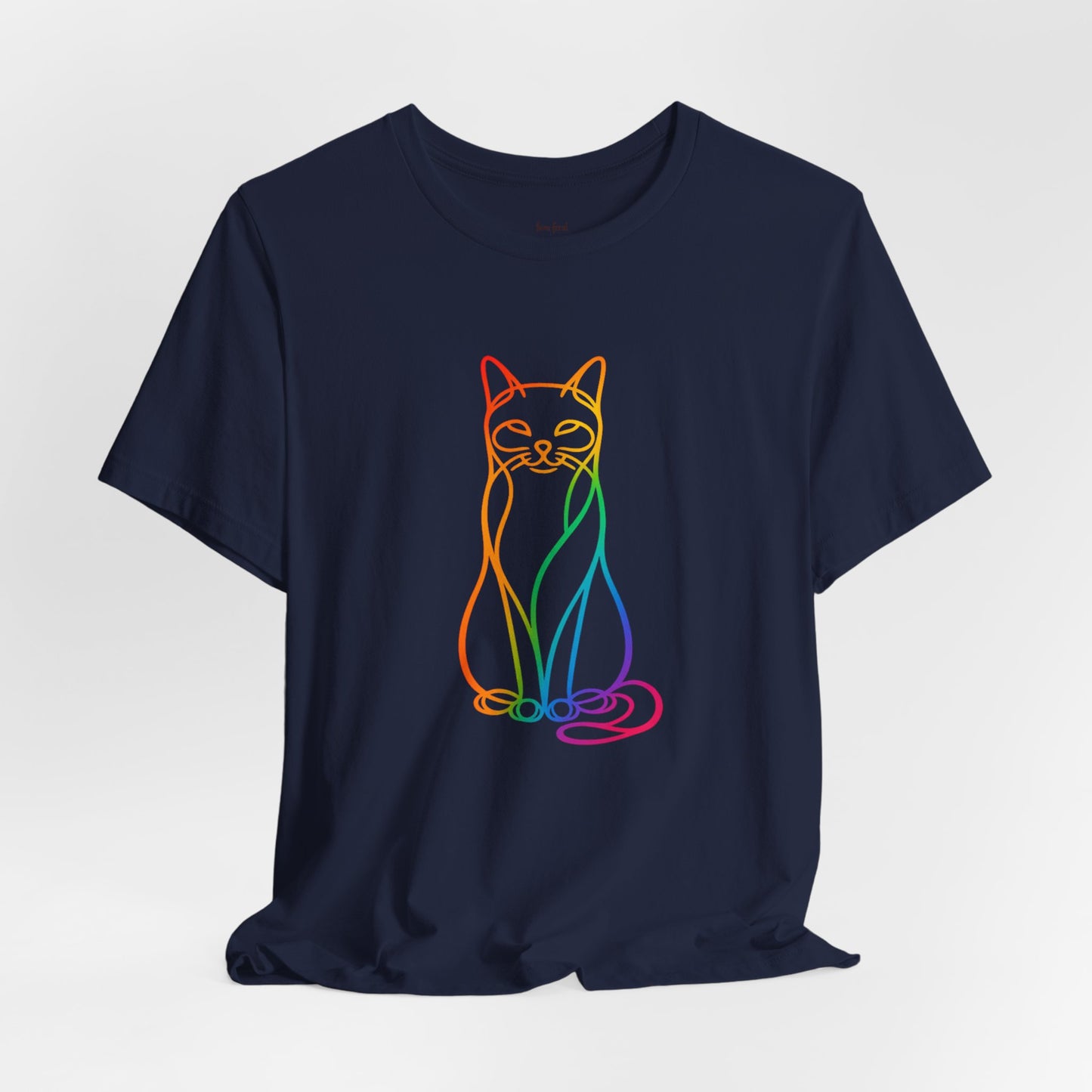 Colorful Line-Work Sitting Cat T-Shirt