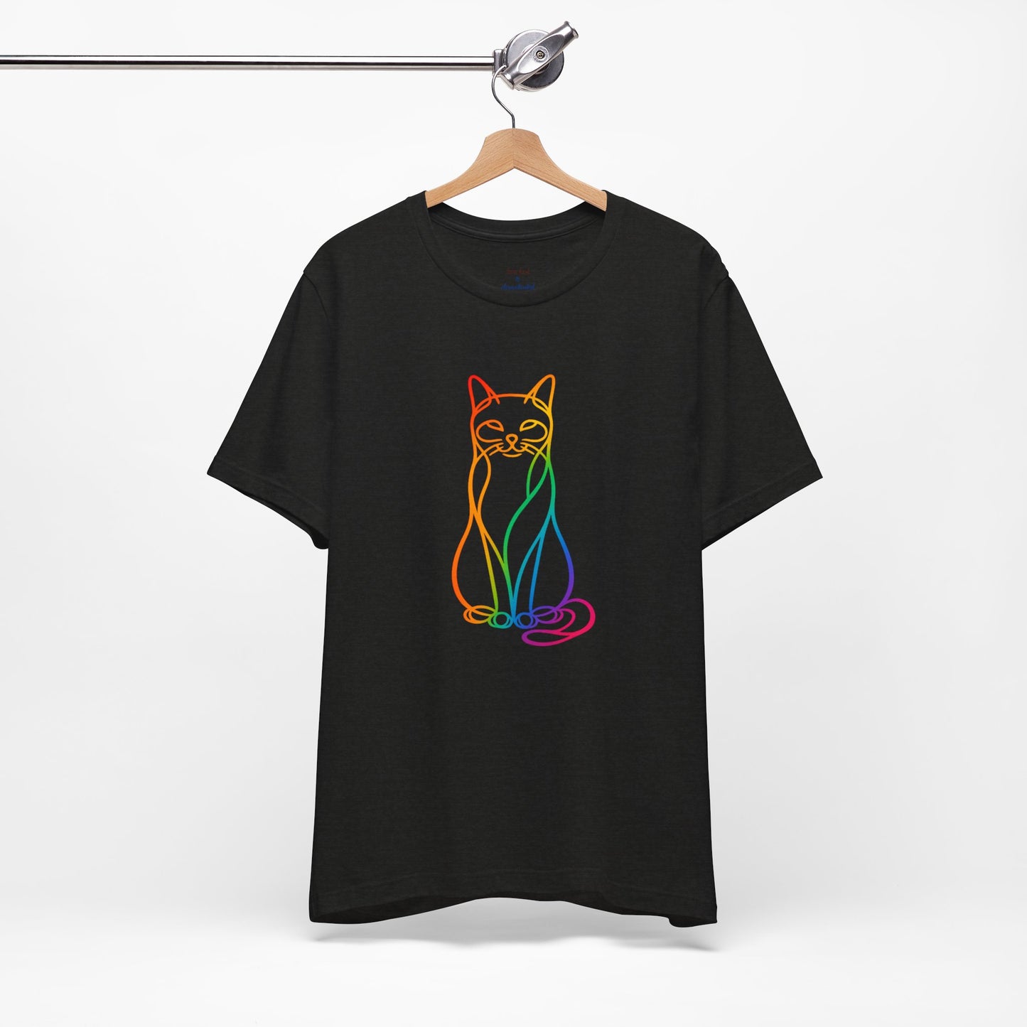 Colorful Line-Work Sitting Cat T-Shirt