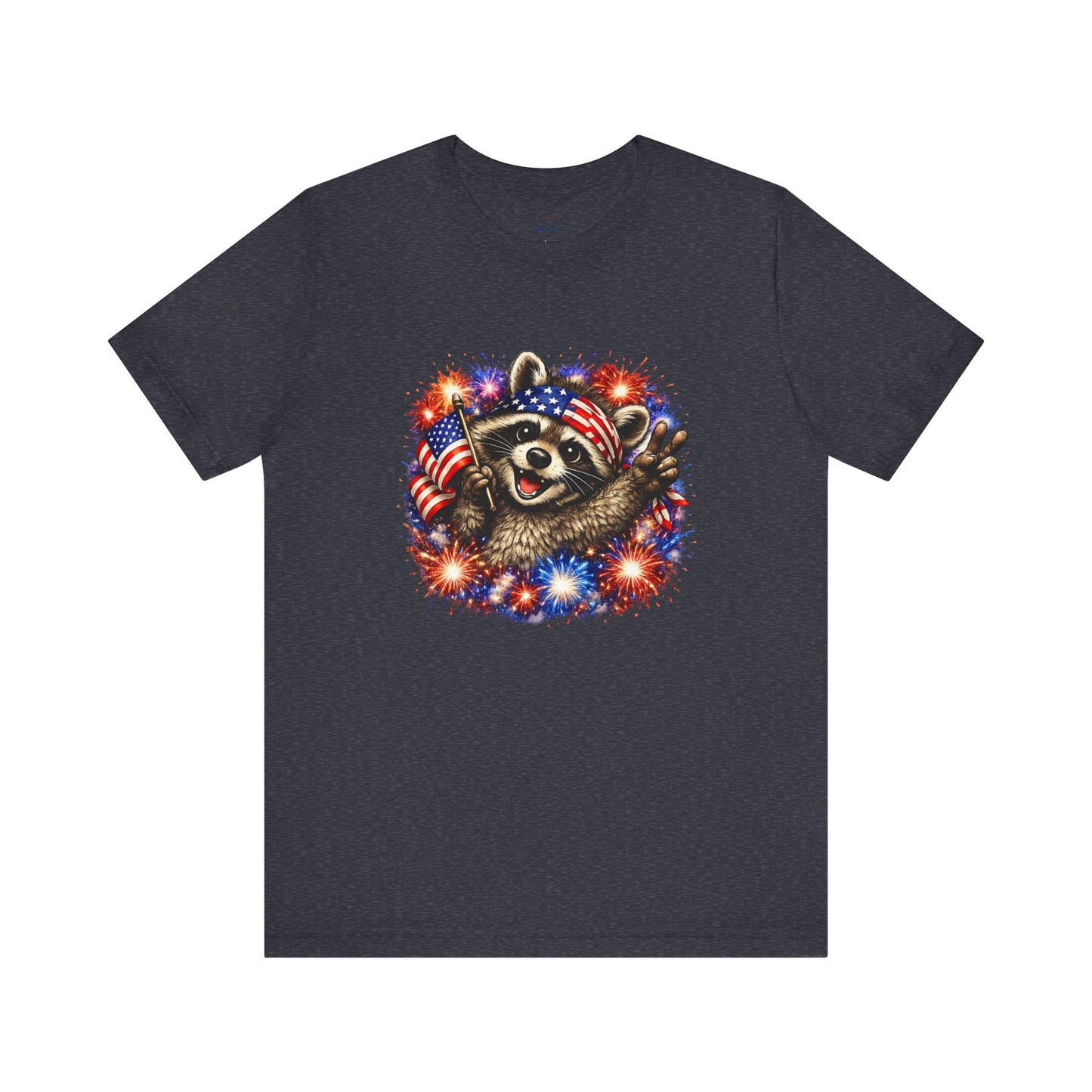Patriot Raccoon 250th Anniversary T-Shirt — 4th of July Fireworks Flag Tee
