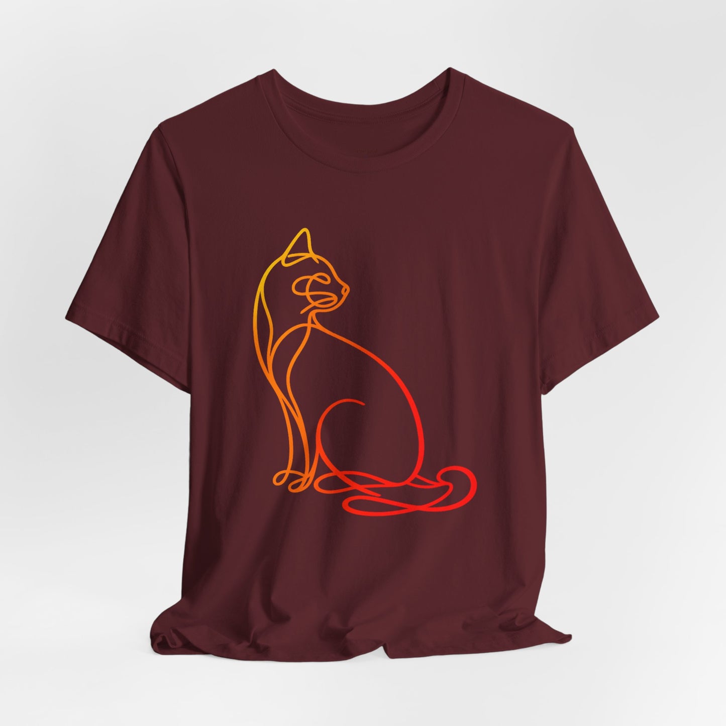 Colorful Line-Work Sitting Cat T-Shirt