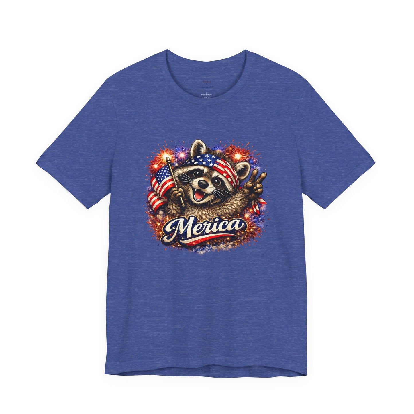 Patriot Raccoon 250th Anniversary T-Shirt — 4th of July Fireworks Flag Tee