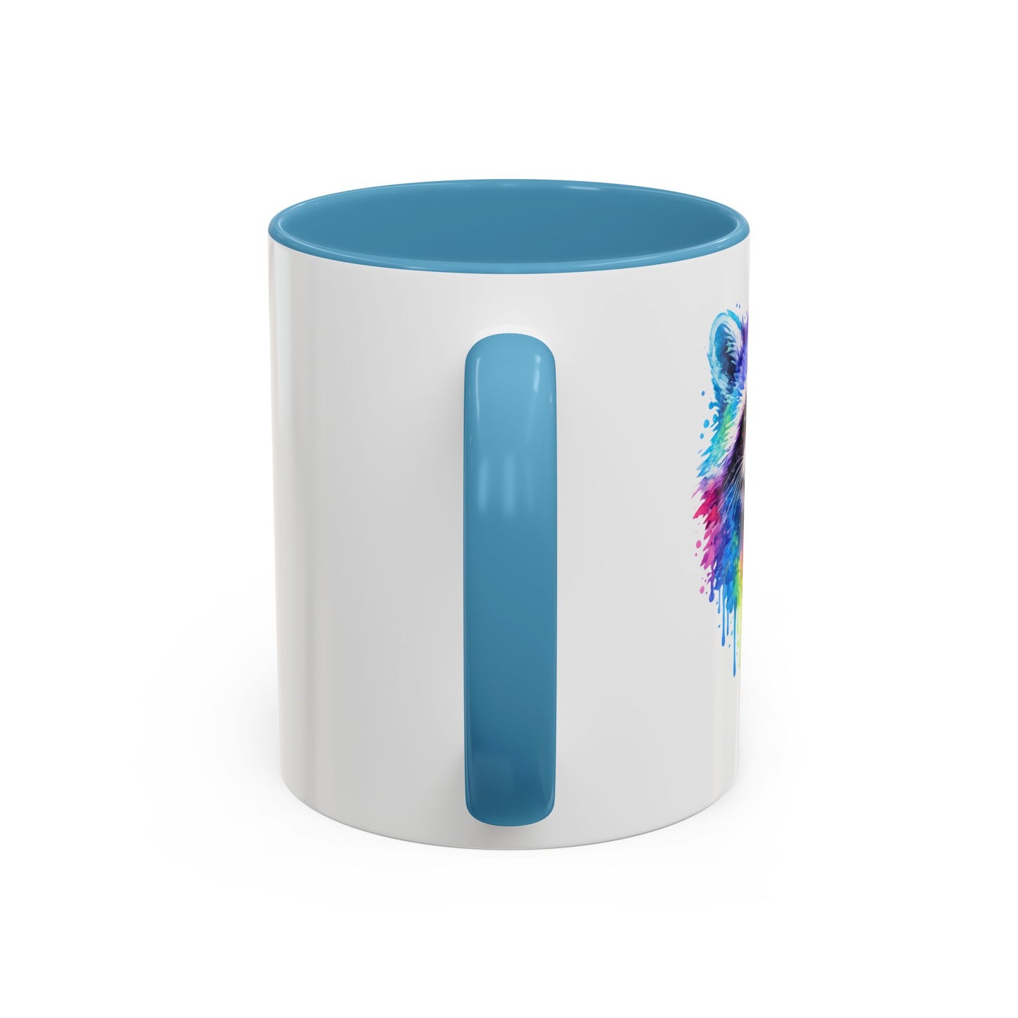 Cheerful Watercolor Raccoon Accent Coffee Mug