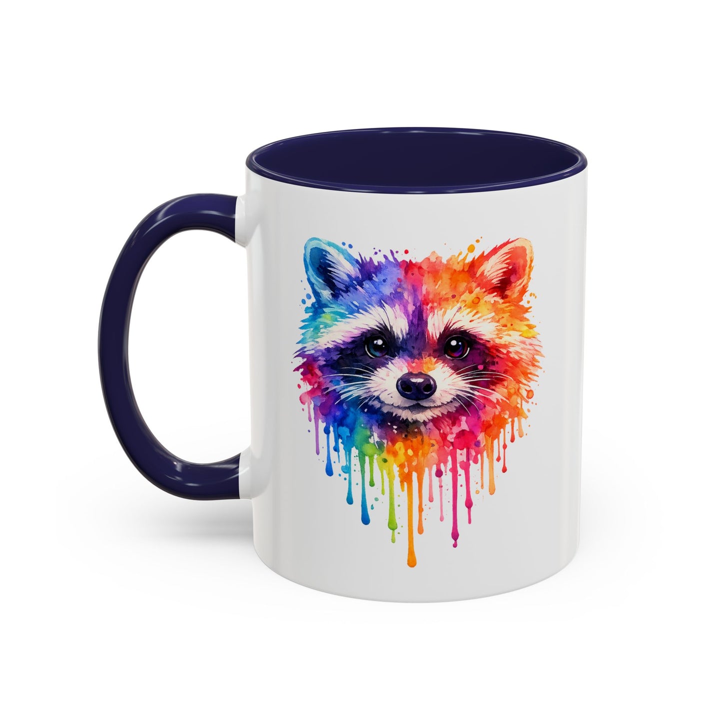 Cheerful Watercolor Raccoon Accent Coffee Mug