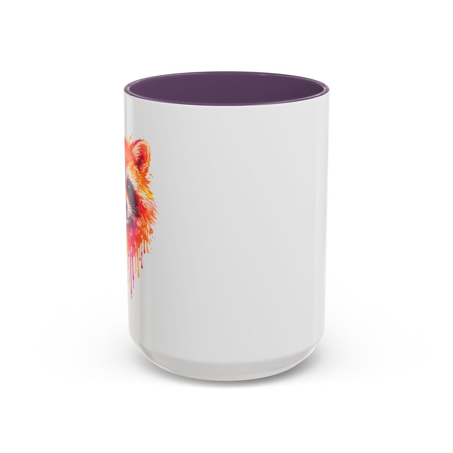 Cheerful Watercolor Raccoon Accent Coffee Mug