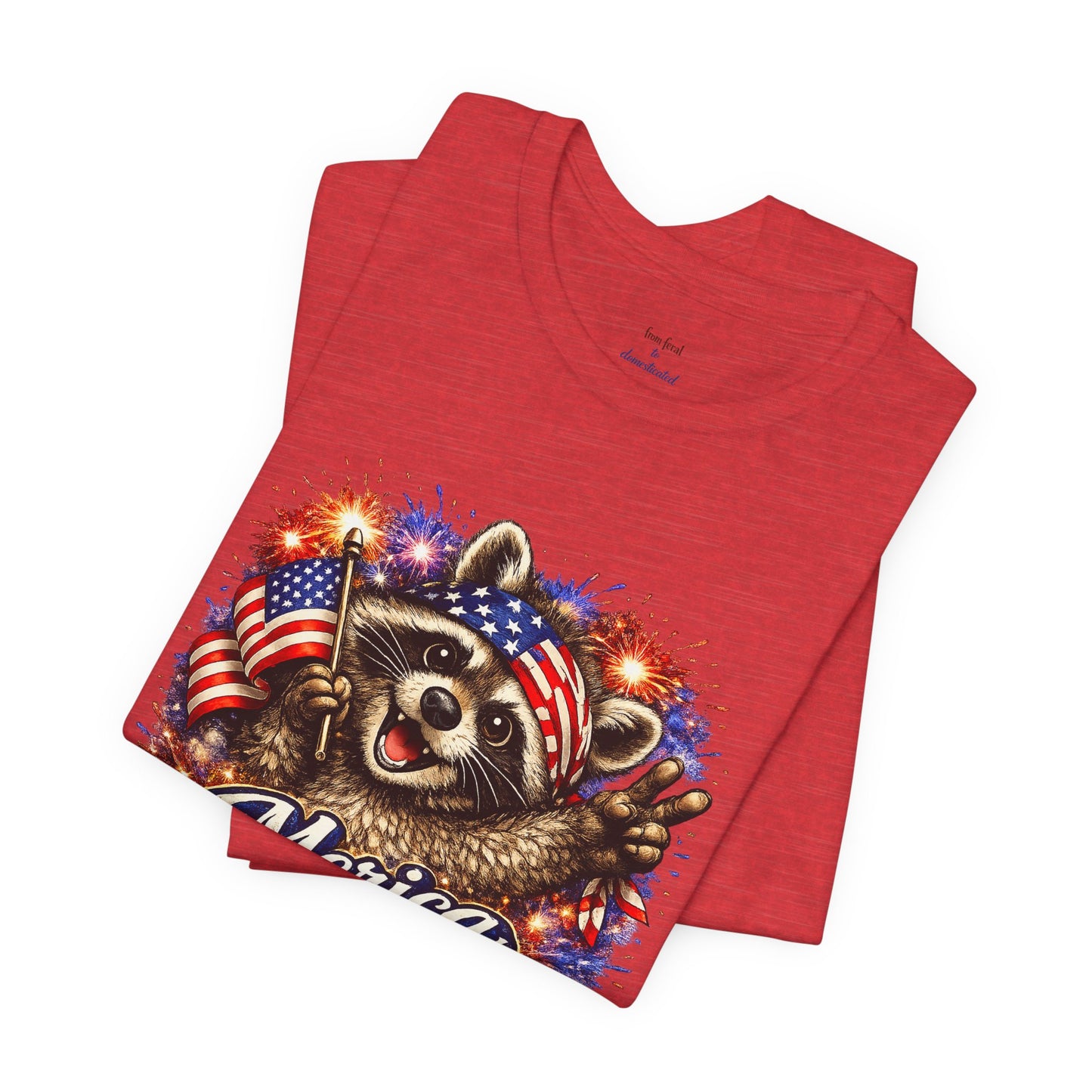Patriot Raccoon 250th Anniversary T-Shirt — 4th of July Fireworks Flag Tee