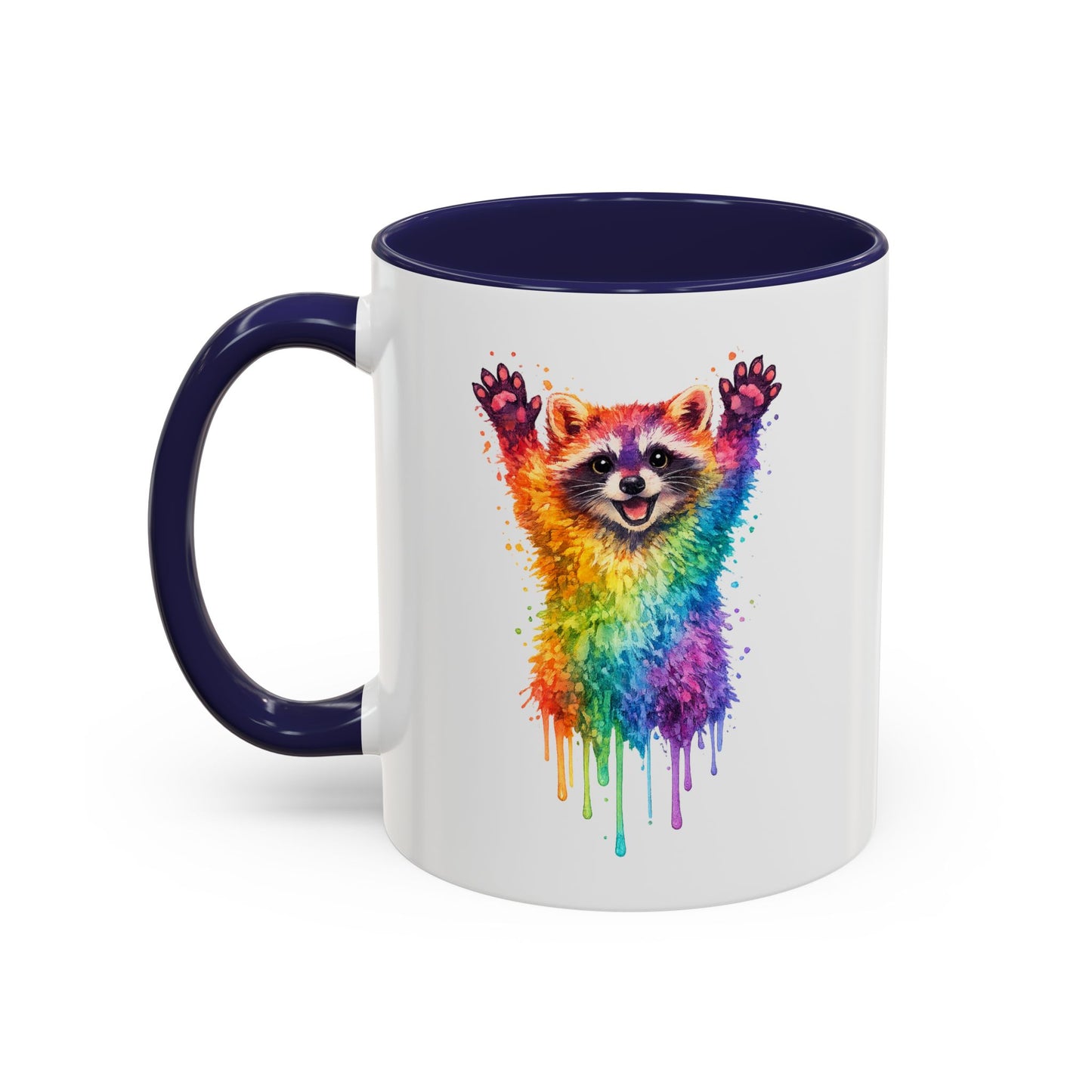 Cheerful Watercolor Raccoon Accent Coffee Mug