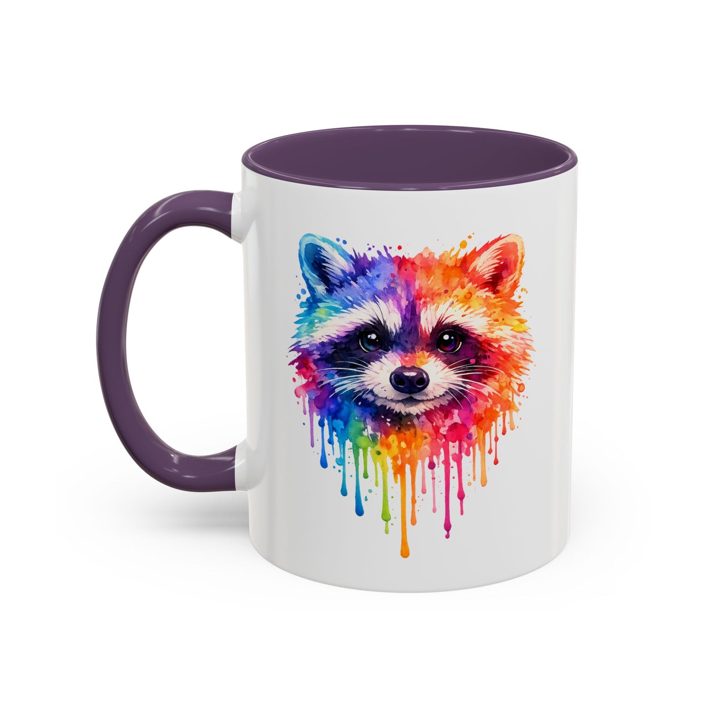 Cheerful Watercolor Raccoon Accent Coffee Mug