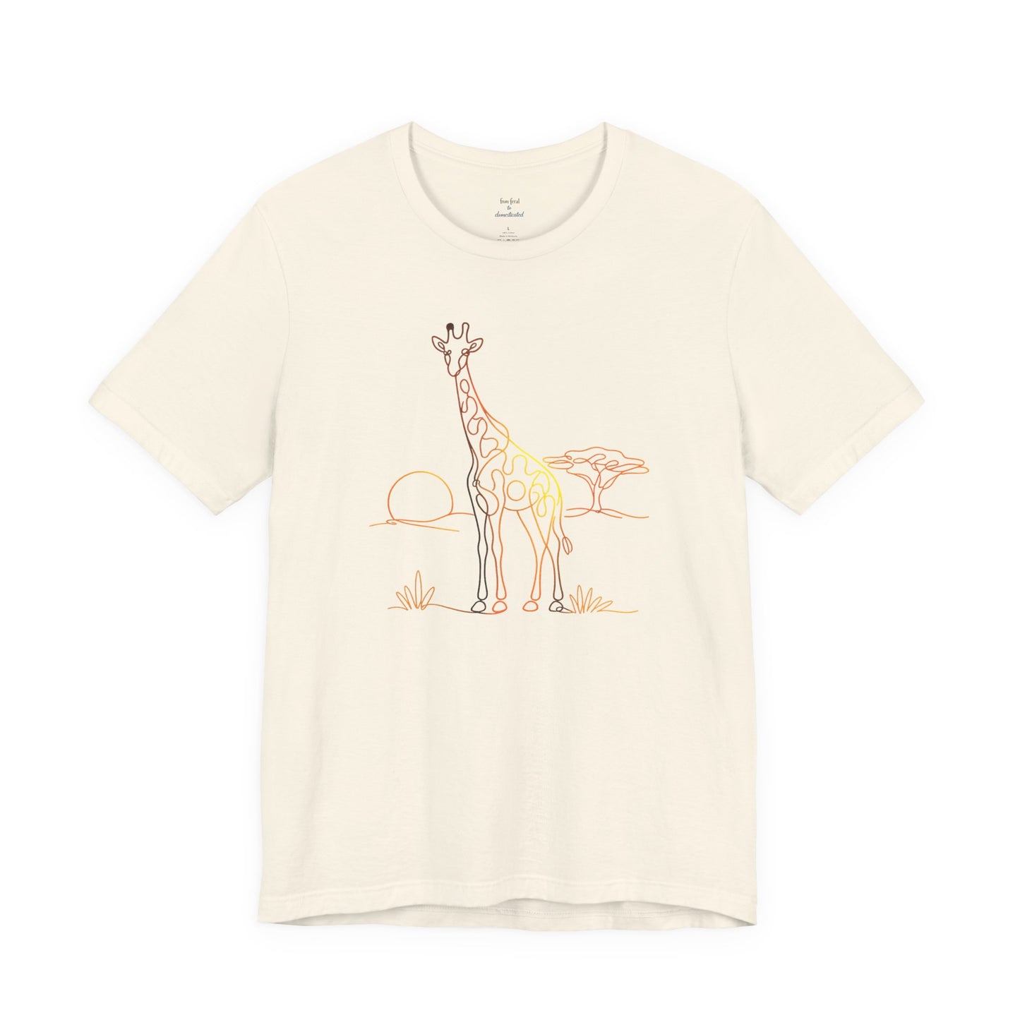 Giraffe Sunset Tee — Minimal Line Art Safari T-Shirt