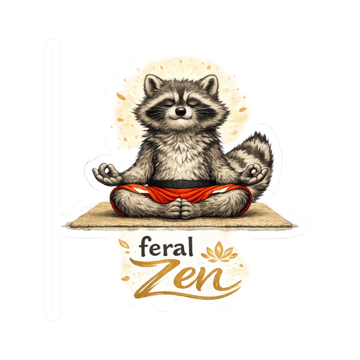 Feral Zen Raccoon Stickers